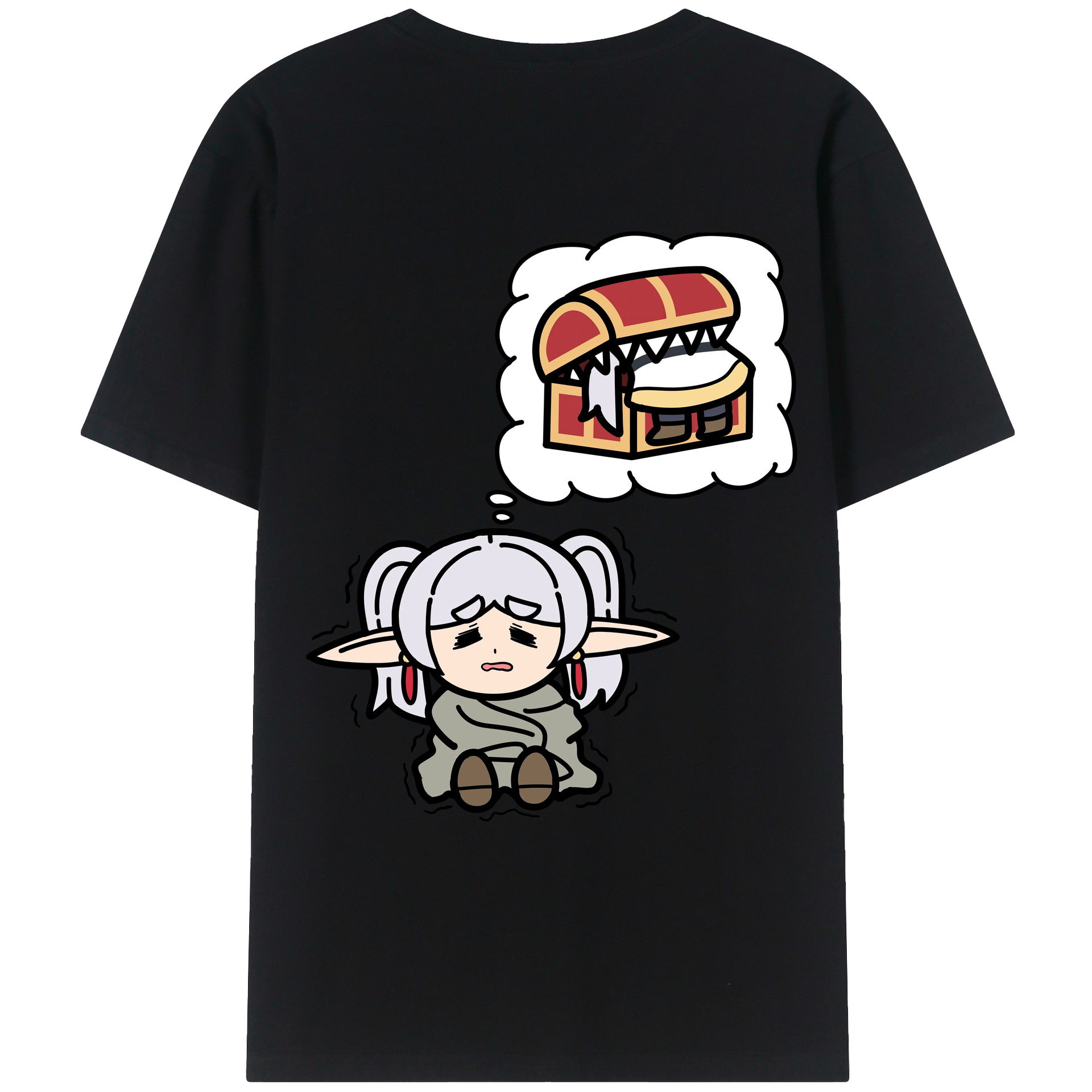 （画像用） 葬送のフリーレン Frieren 綿100％ メンズ半袖Tシャツ（バックプリント） 通気性