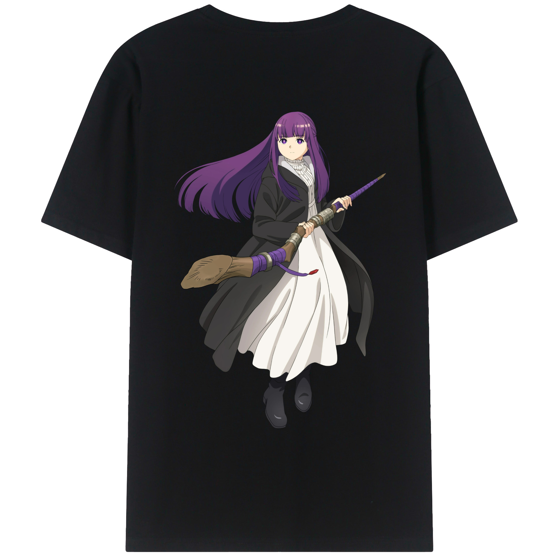 （画像用） 葬送のフリーレン Frieren 綿100％ メンズ半袖Tシャツ（バックプリント） 通気性