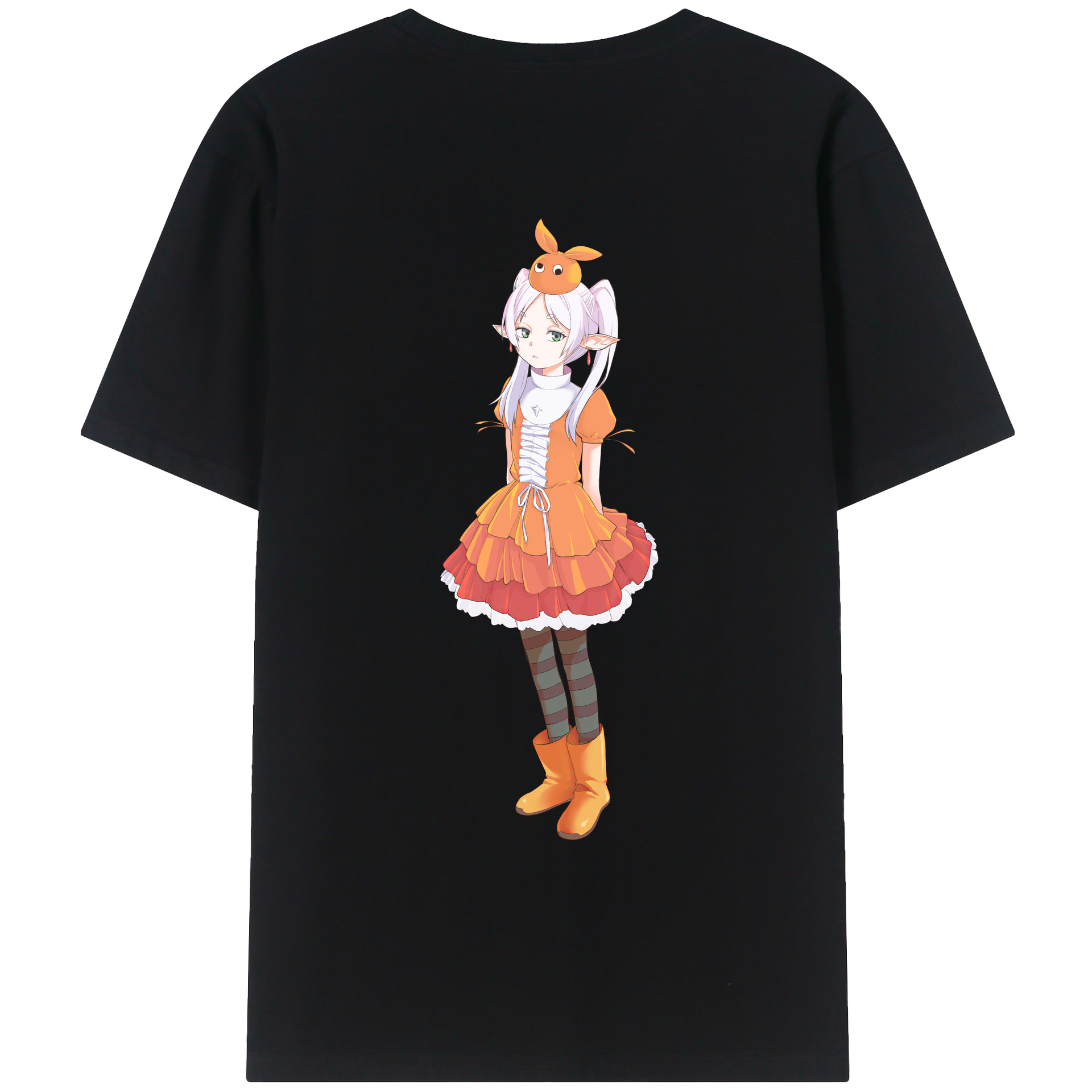 （画像用） 葬送のフリーレン Frieren 綿100％ メンズ半袖Tシャツ（バックプリント） 通気性
