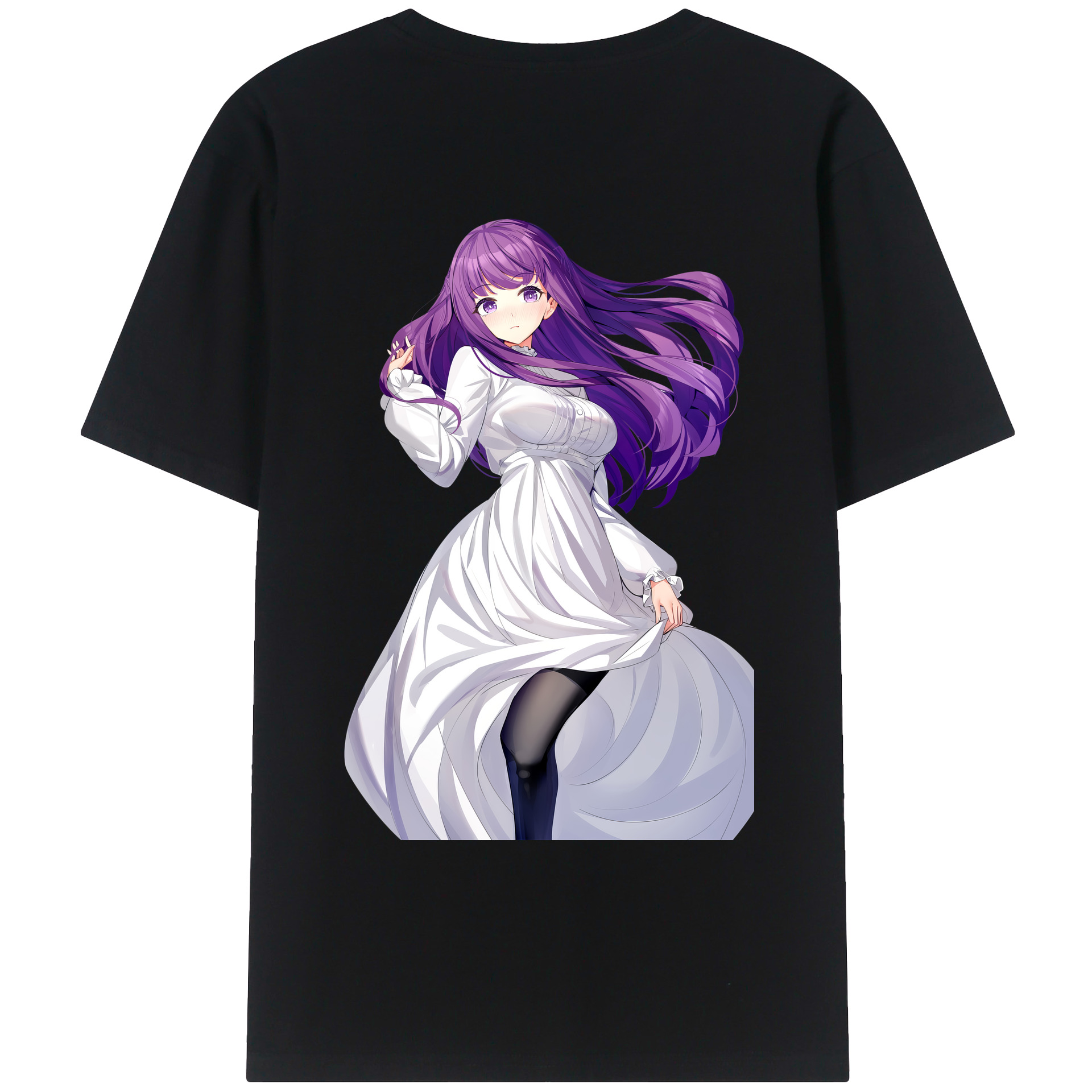 （画像用） 葬送のフリーレン Frieren 綿100％ メンズ半袖Tシャツ（バックプリント） 通気性
