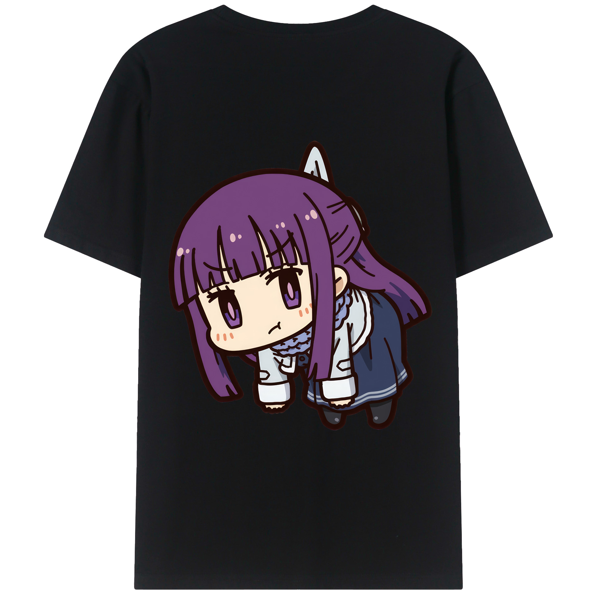（画像用） 葬送のフリーレン Frieren 綿100％ メンズ半袖Tシャツ（バックプリント） 通気性