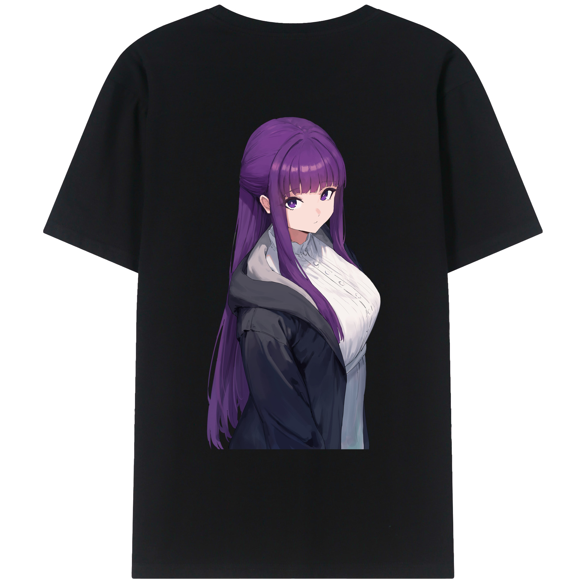 （画像用） 葬送のフリーレン Frieren 綿100％ メンズ半袖Tシャツ（バックプリント） 通気性