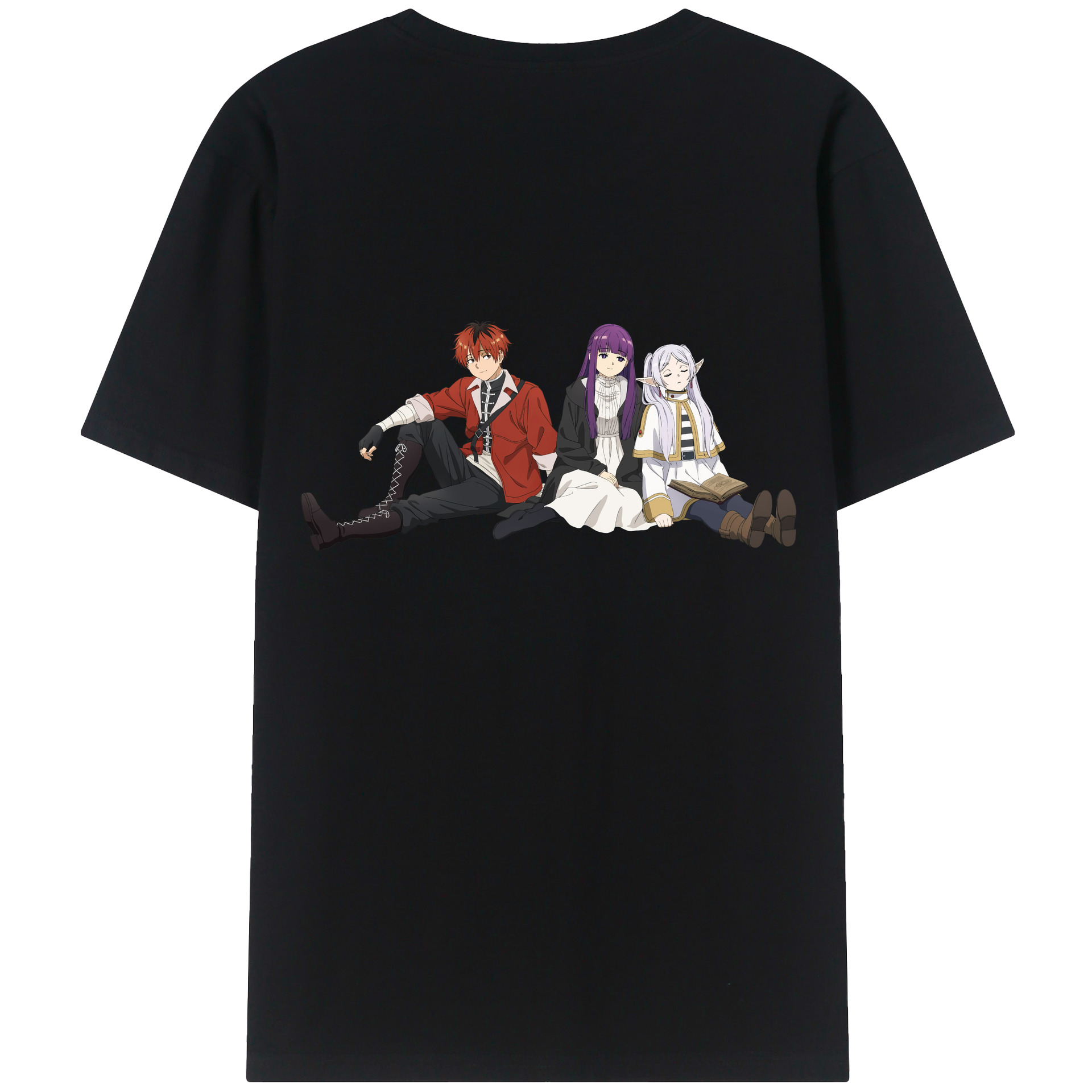 （画像用） 葬送のフリーレン Frieren 綿100％ メンズ半袖Tシャツ（バックプリント） 通気性