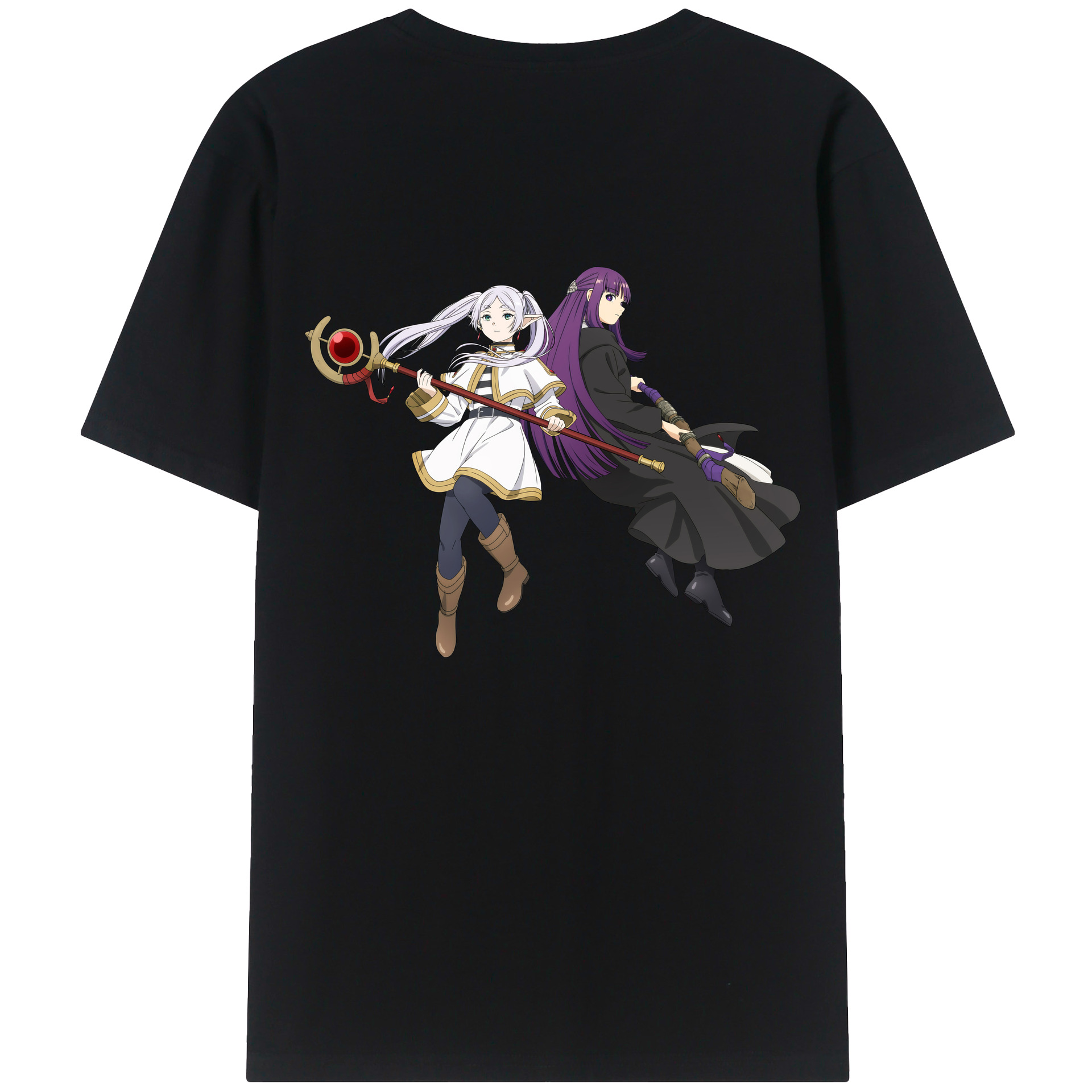 （画像用） 葬送のフリーレン Frieren 綿100％ メンズ半袖Tシャツ（バックプリント） 通気性
