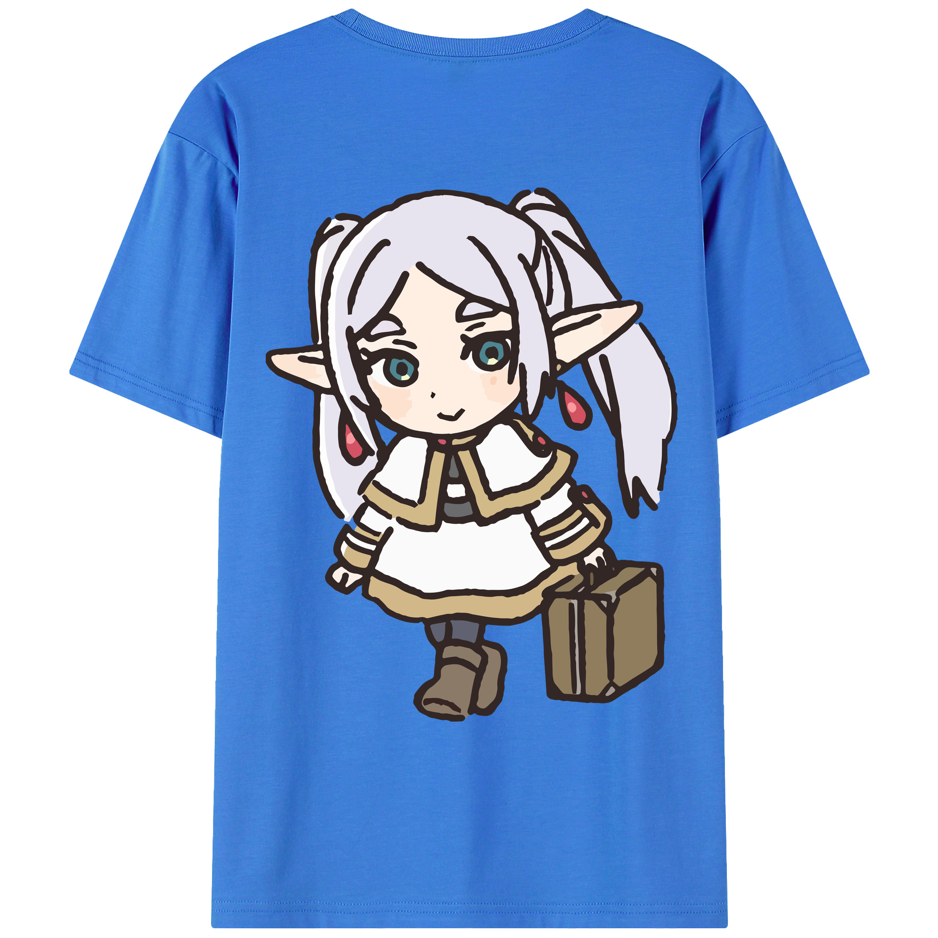 （画像用） 葬送のフリーレン Frieren 綿100％ メンズ半袖Tシャツ（バックプリント） 通気性