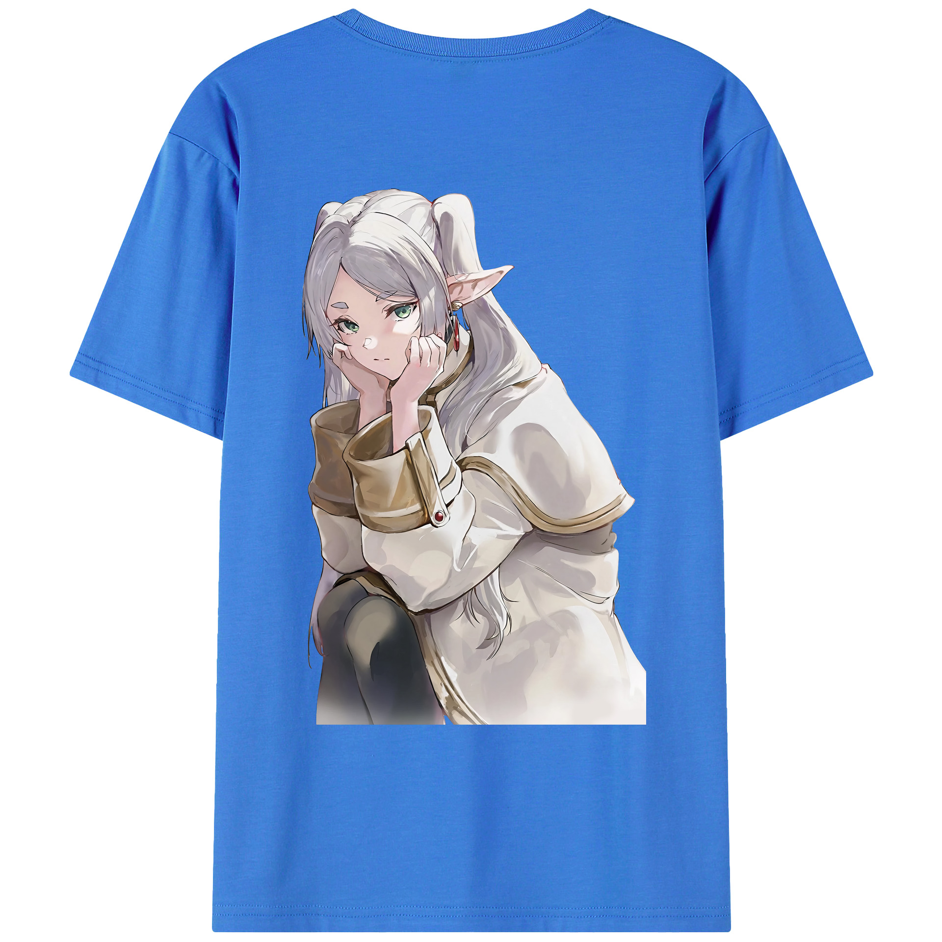 （画像用） 葬送のフリーレン Frieren 綿100％ メンズ半袖Tシャツ（バックプリント） 通気性