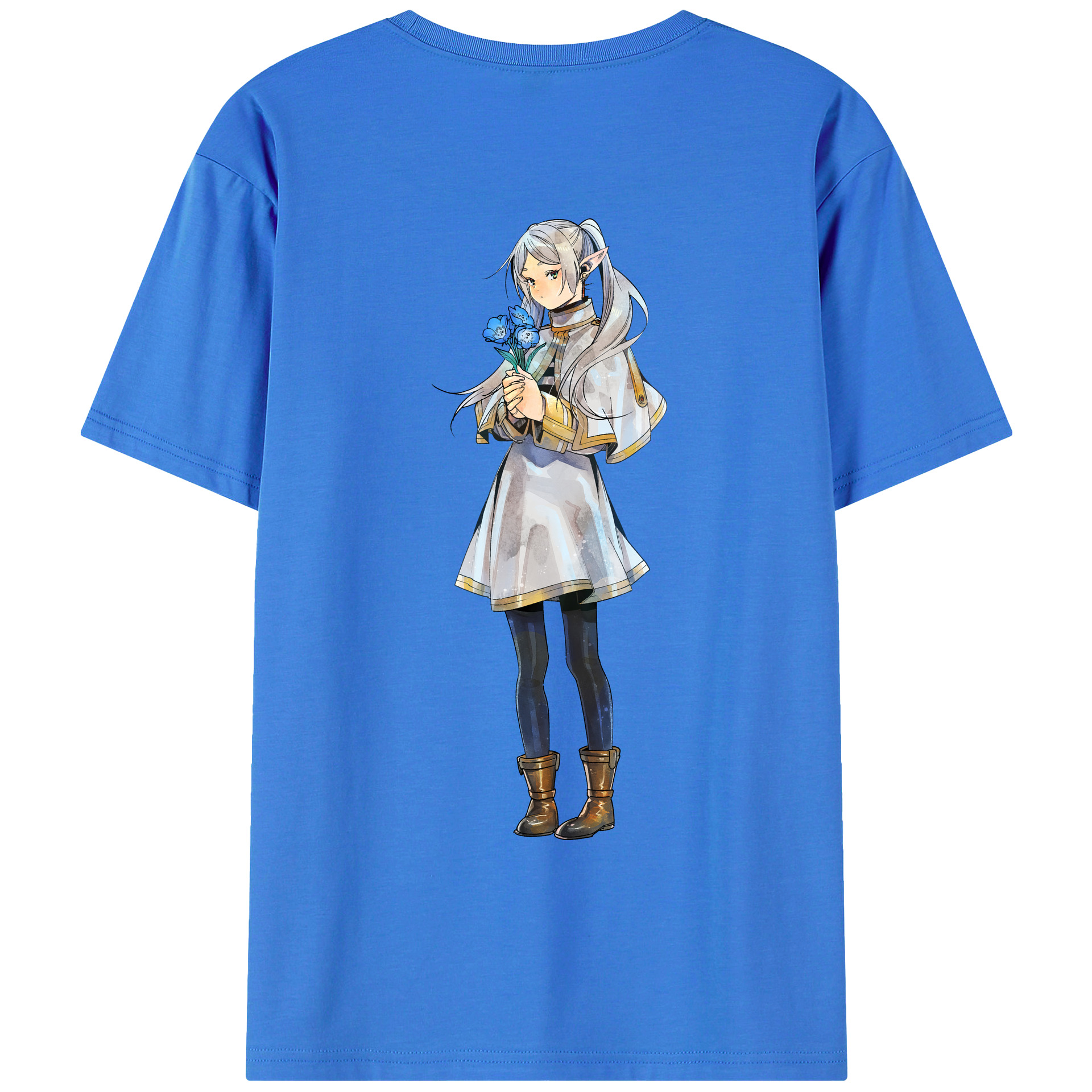 （画像用） 葬送のフリーレン Frieren 綿100％ メンズ半袖Tシャツ（バックプリント） 通気性