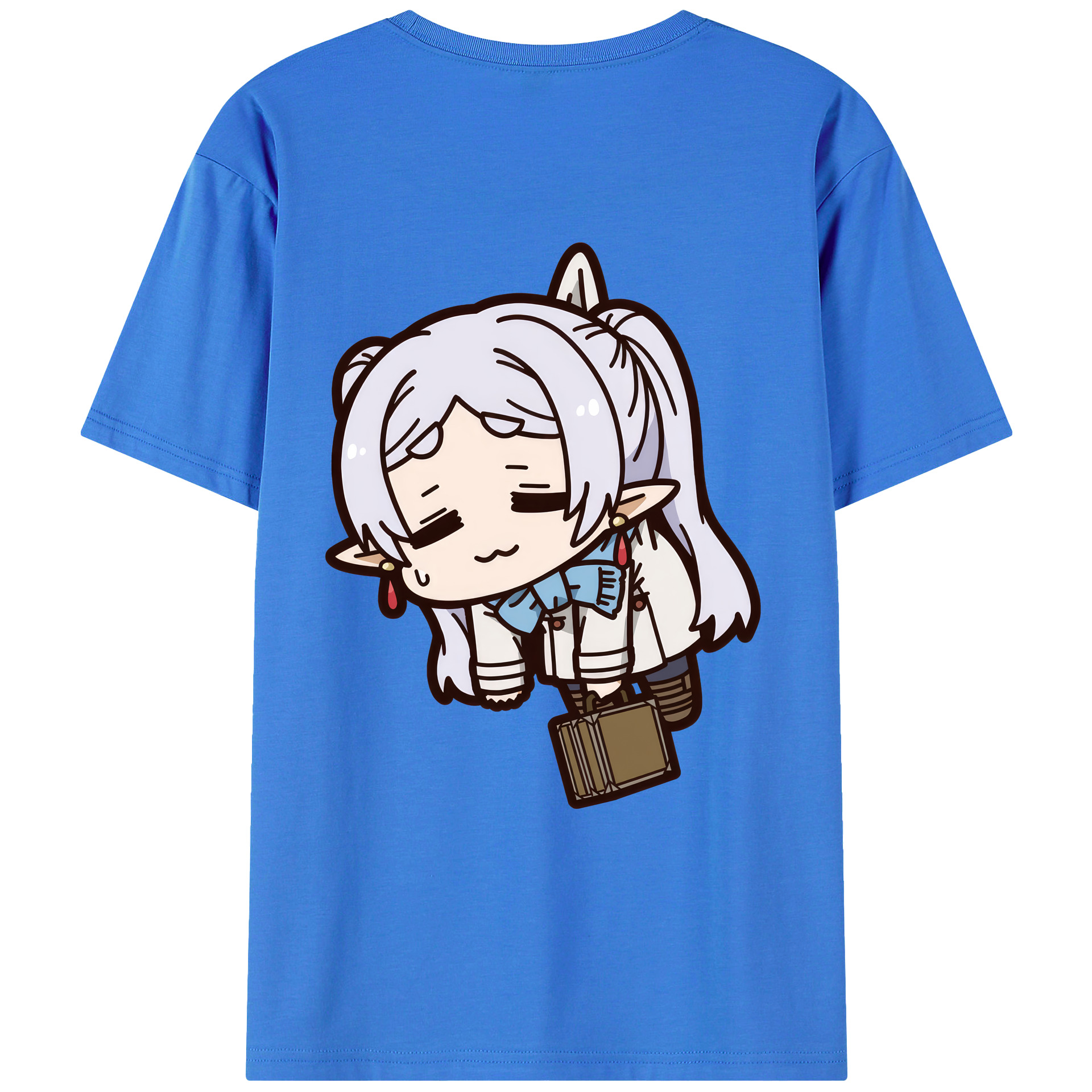 （画像用） 葬送のフリーレン Frieren 綿100％ メンズ半袖Tシャツ（バックプリント） 通気性