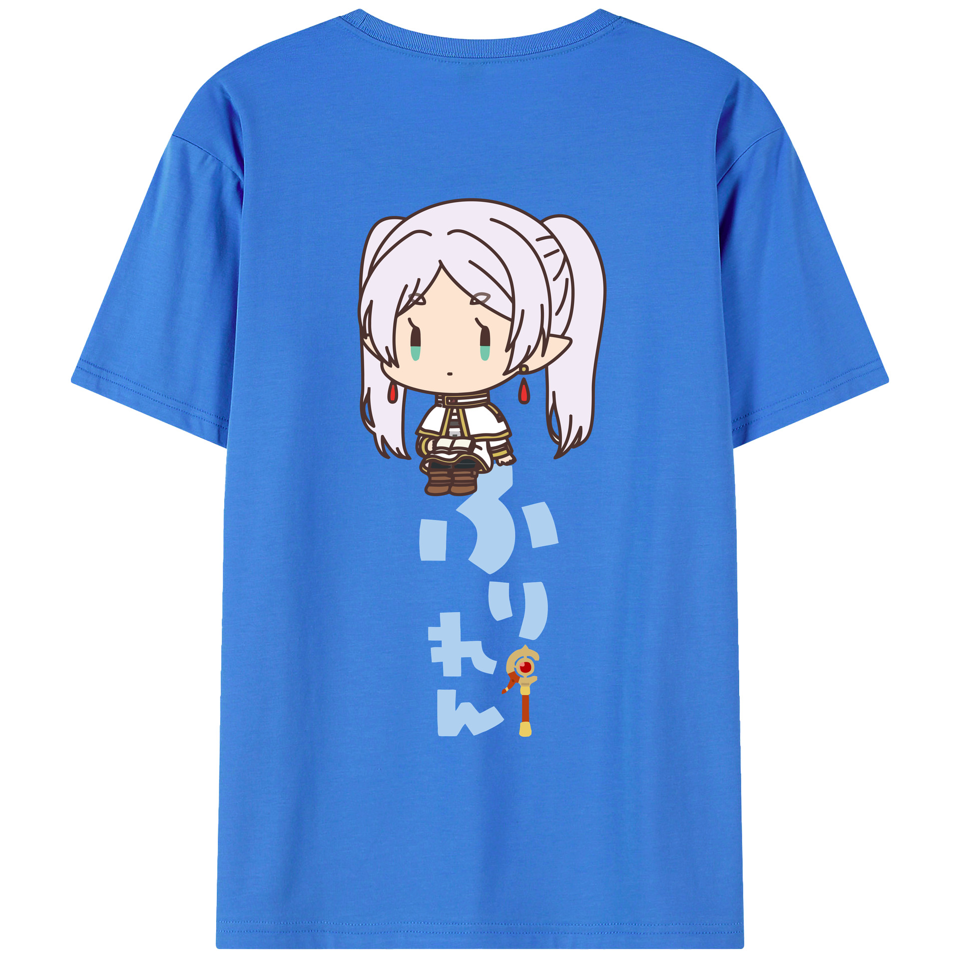 （画像用） 葬送のフリーレン Frieren 綿100％ メンズ半袖Tシャツ（バックプリント） 通気性