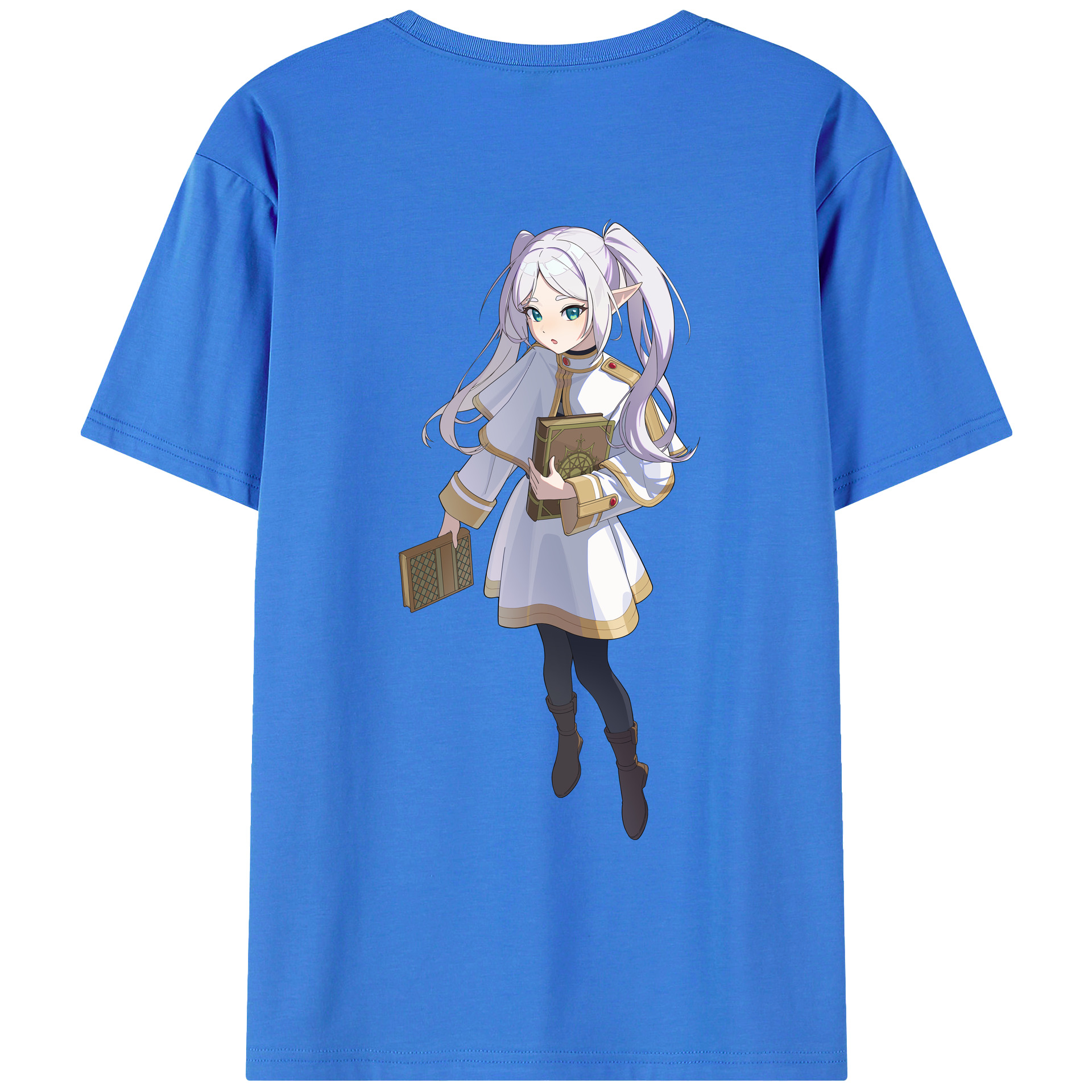 （画像用） 葬送のフリーレン Frieren 綿100％ メンズ半袖Tシャツ（バックプリント） 通気性