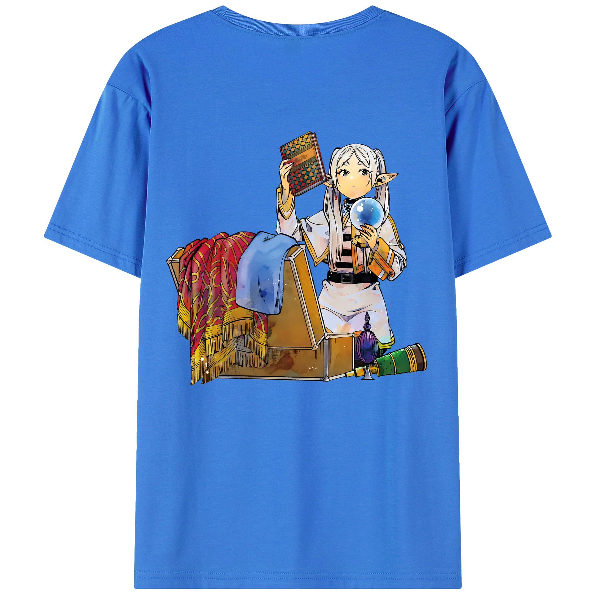 （画像用） 葬送のフリーレン Frieren 綿100％ メンズ半袖Tシャツ（バックプリント） 通気性
