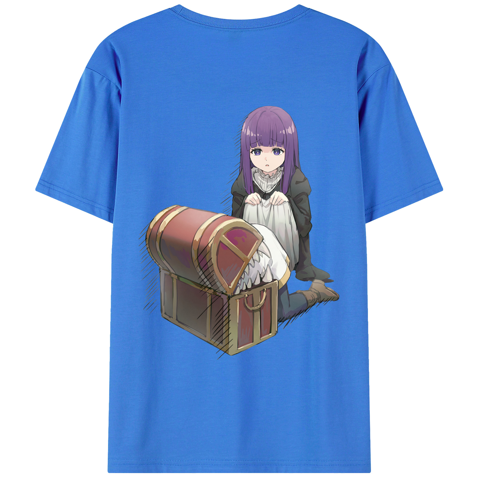 （画像用） 葬送のフリーレン Frieren 綿100％ メンズ半袖Tシャツ（バックプリント） 通気性