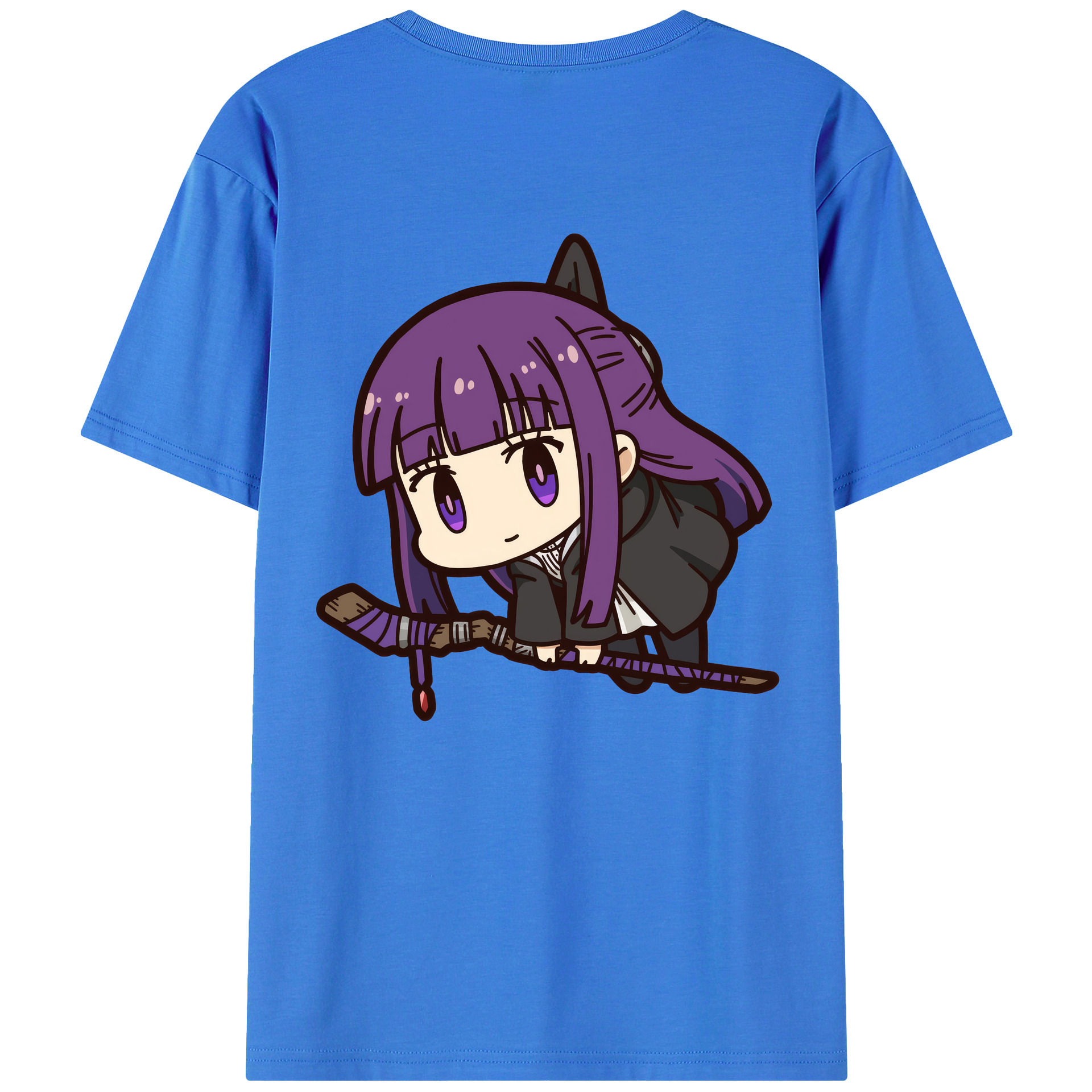 （画像用） 葬送のフリーレン Frieren 綿100％ メンズ半袖Tシャツ（バックプリント） 通気性
