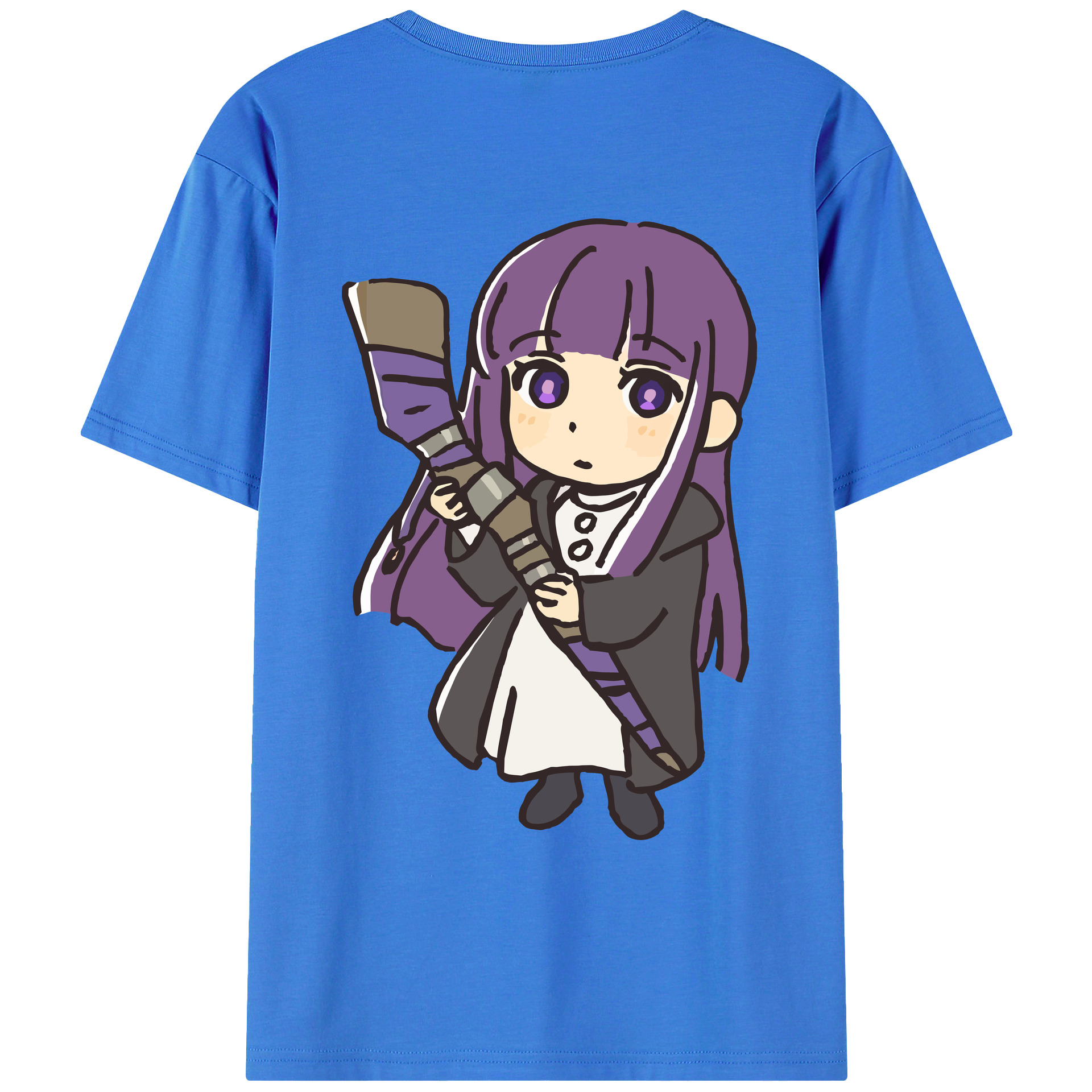 （画像用） 葬送のフリーレン Frieren 綿100％ メンズ半袖Tシャツ（バックプリント） 通気性
