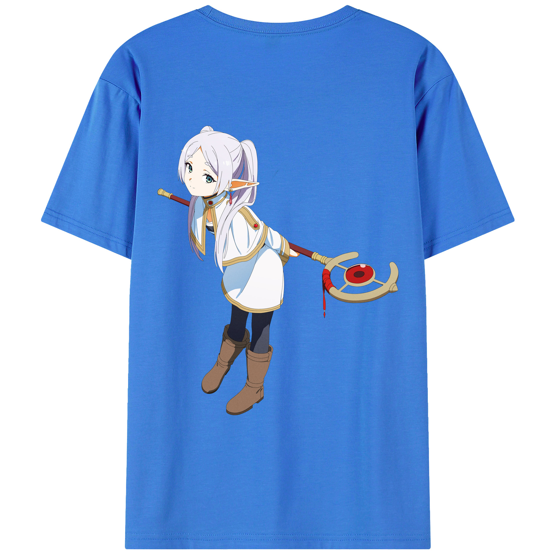 （画像用） 葬送のフリーレン Frieren 綿100％ メンズ半袖Tシャツ（バックプリント） 通気性