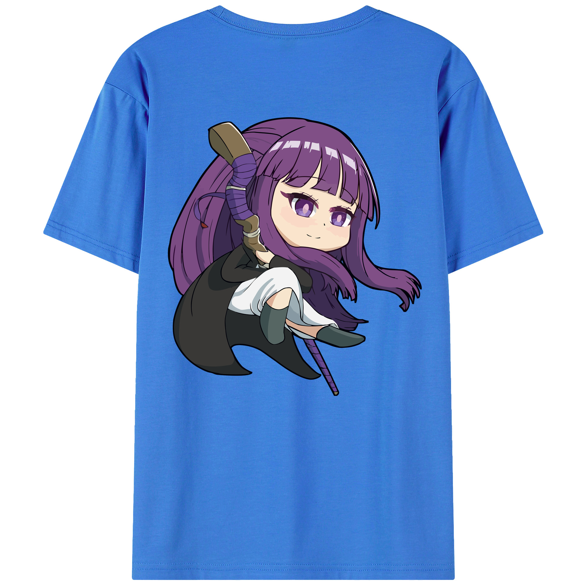 （画像用） 葬送のフリーレン Frieren 綿100％ メンズ半袖Tシャツ（バックプリント） 通気性
