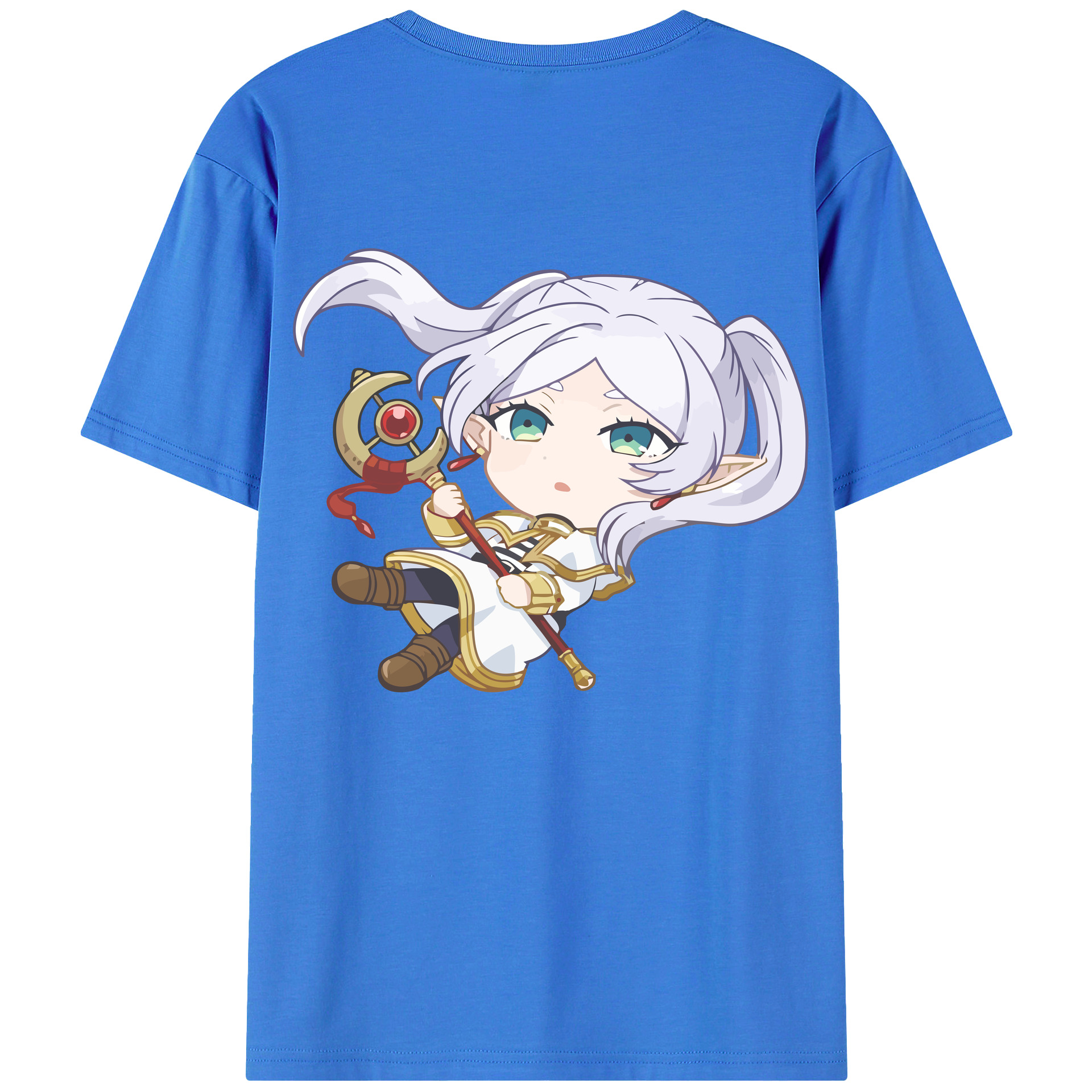 （画像用） 葬送のフリーレン Frieren 綿100％ メンズ半袖Tシャツ（バックプリント） 通気性