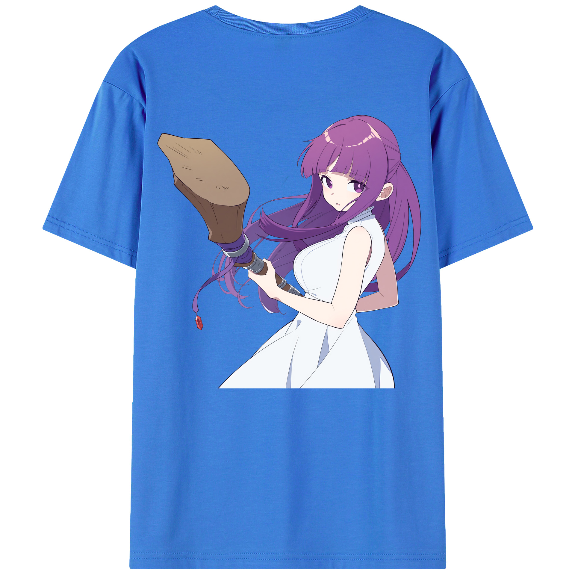 （画像用） 葬送のフリーレン Frieren 綿100％ メンズ半袖Tシャツ（バックプリント） 通気性