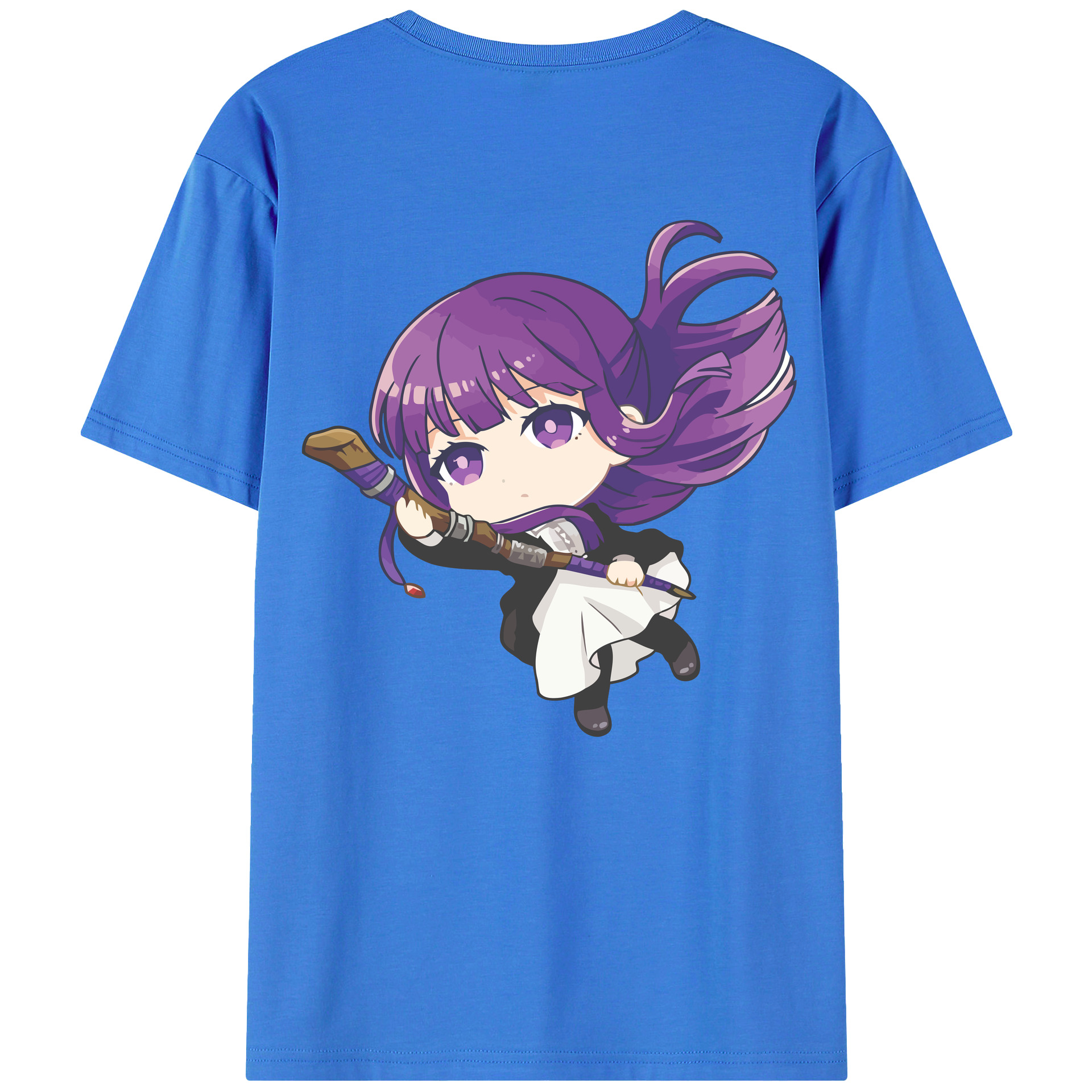 （画像用） 葬送のフリーレン Frieren 綿100％ メンズ半袖Tシャツ（バックプリント） 通気性