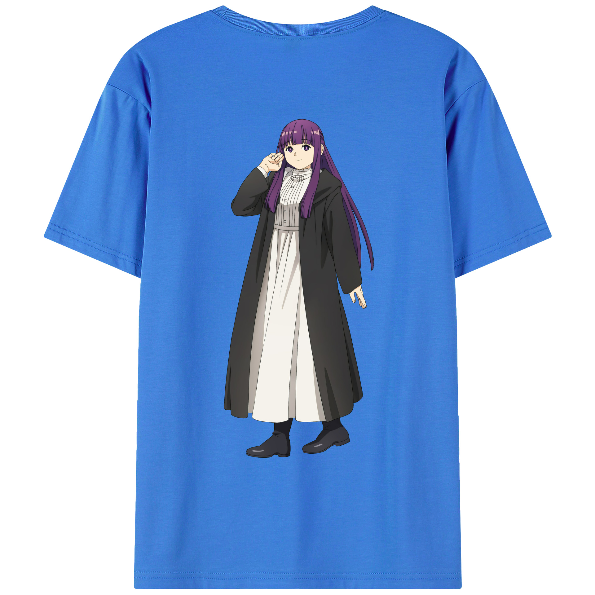 （画像用） 葬送のフリーレン Frieren 綿100％ メンズ半袖Tシャツ（バックプリント） 通気性