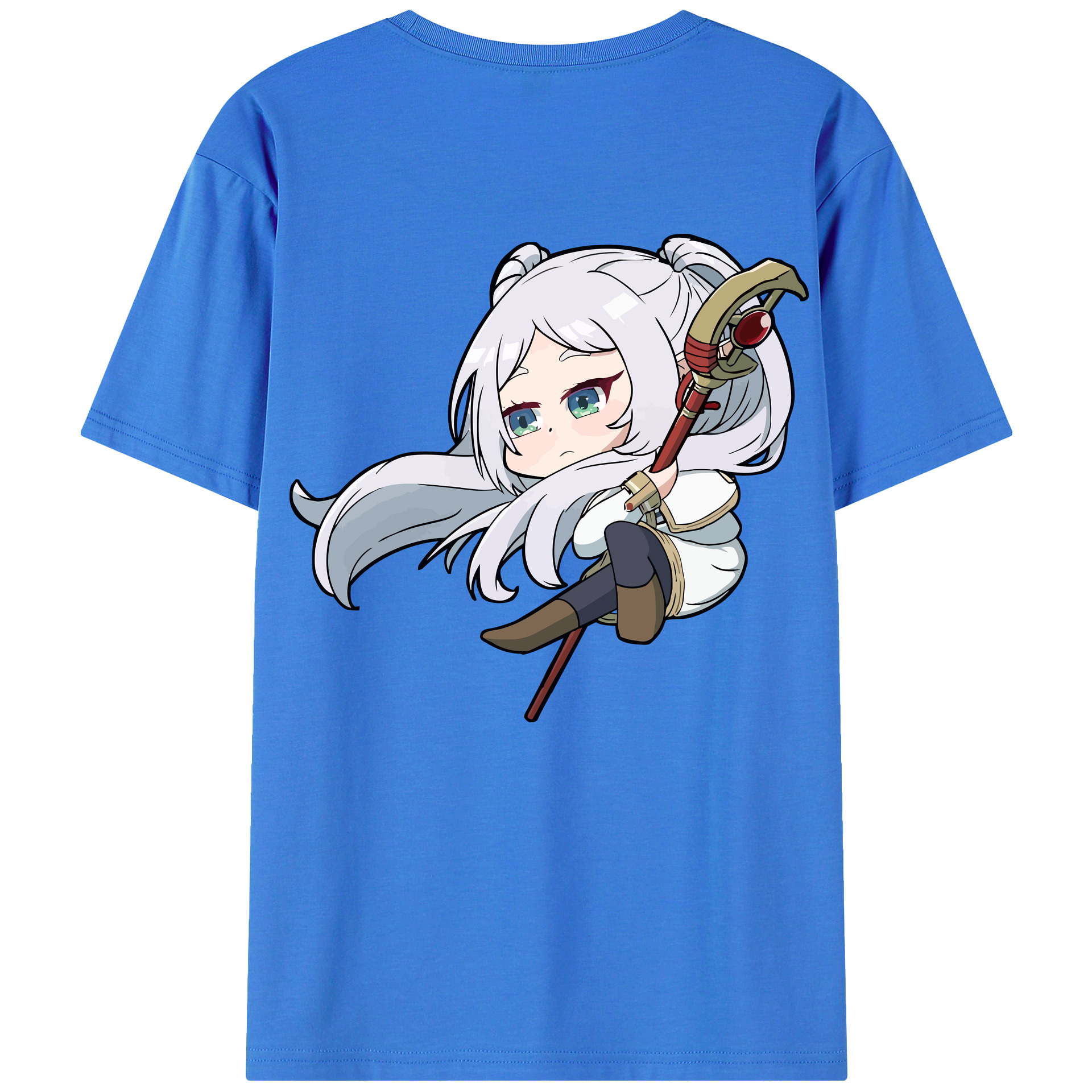 （画像用） 葬送のフリーレン Frieren 綿100％ メンズ半袖Tシャツ（バックプリント） 通気性