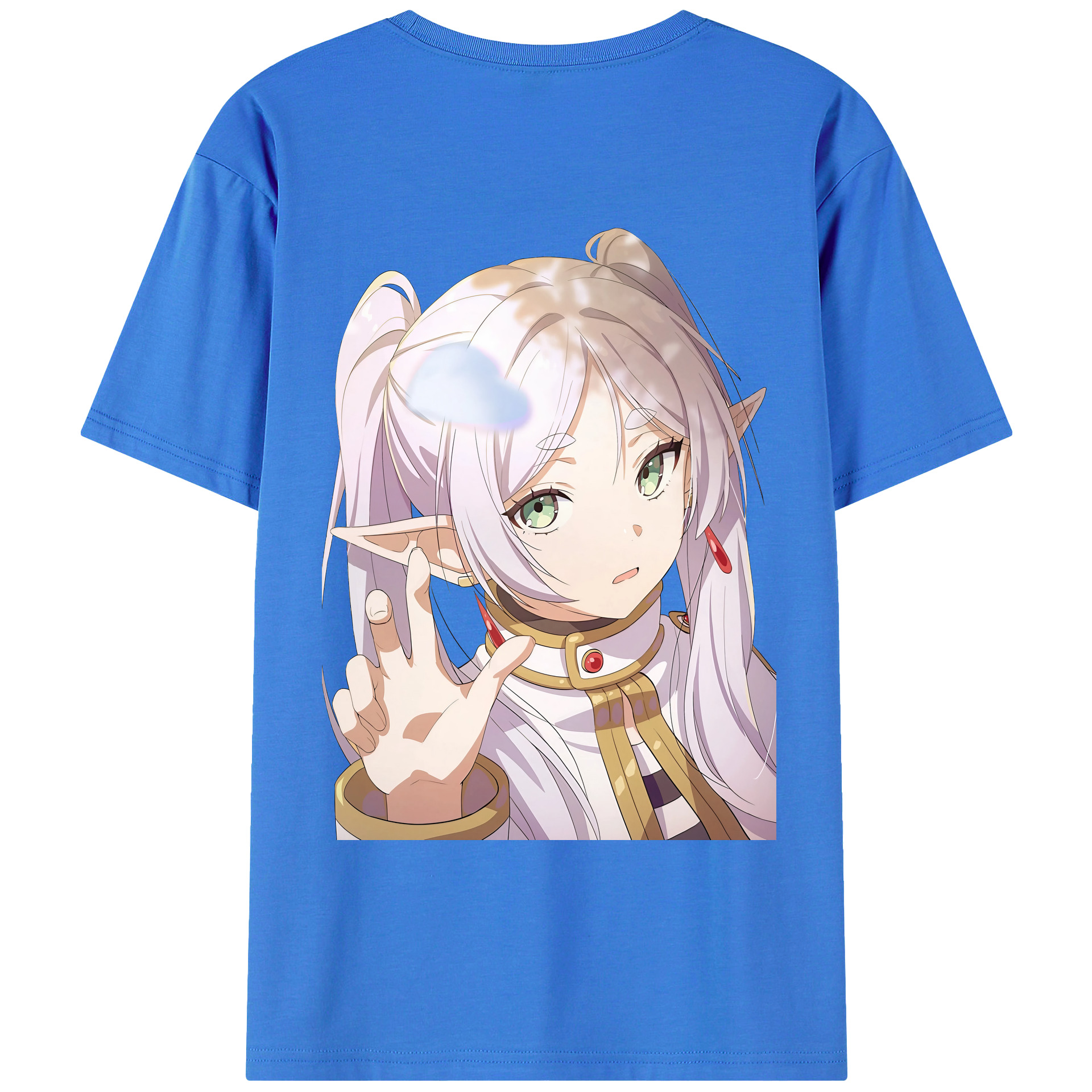 （画像用） 葬送のフリーレン Frieren 綿100％ メンズ半袖Tシャツ（バックプリント） 通気性
