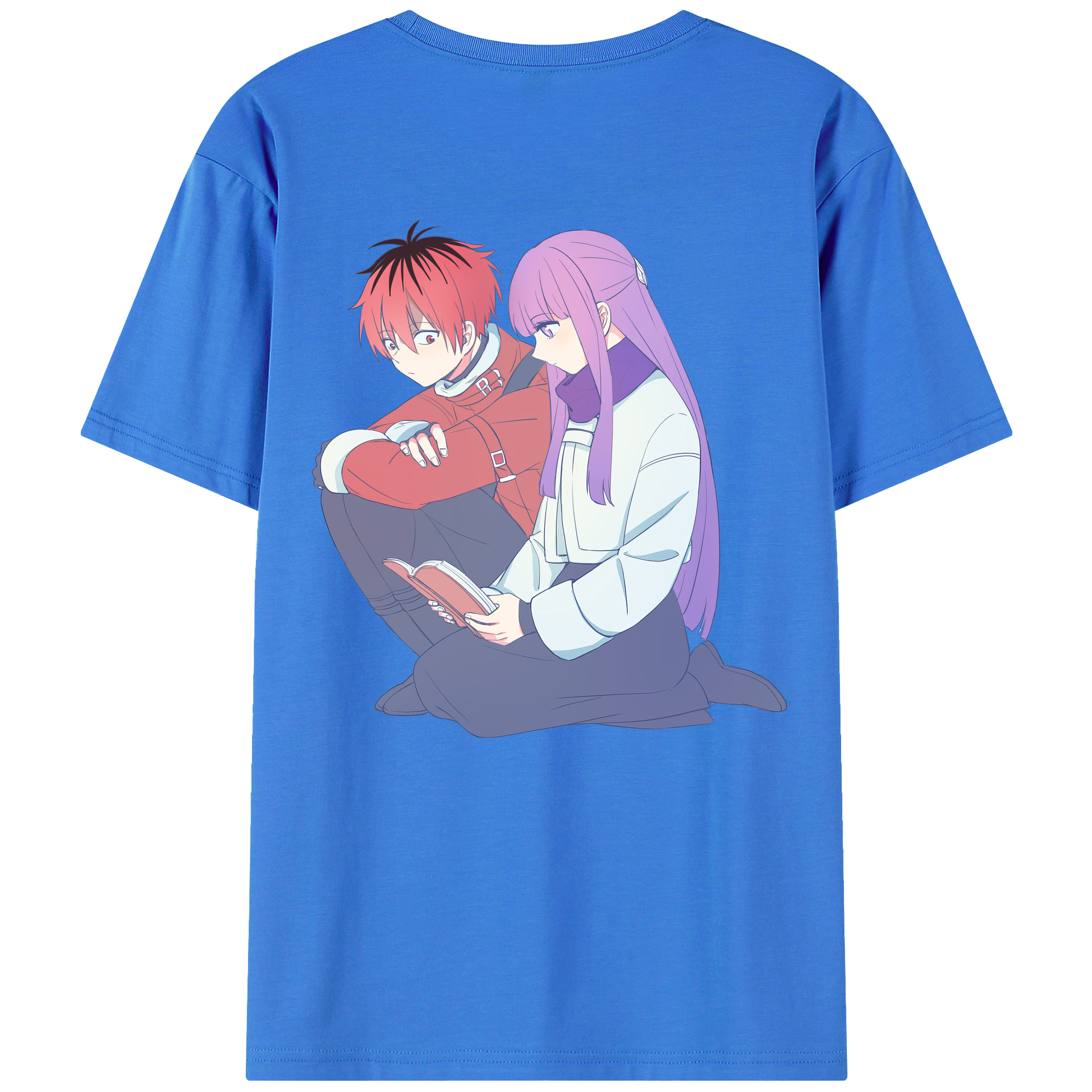 （画像用） 葬送のフリーレン Frieren 綿100％ メンズ半袖Tシャツ（バックプリント） 通気性