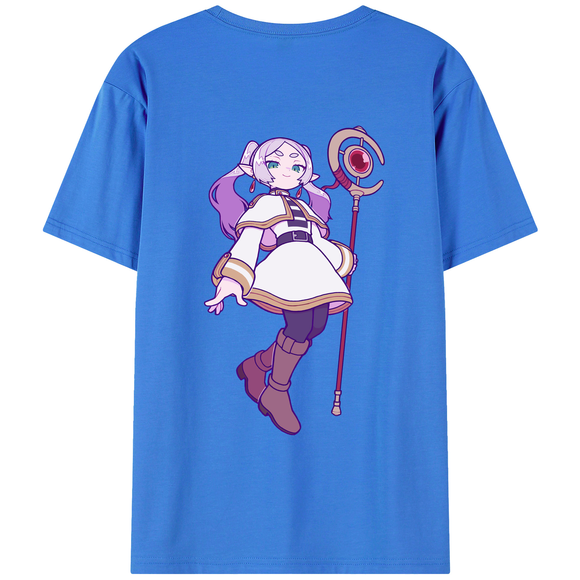 （画像用） 葬送のフリーレン Frieren 綿100％ メンズ半袖Tシャツ（バックプリント） 通気性
