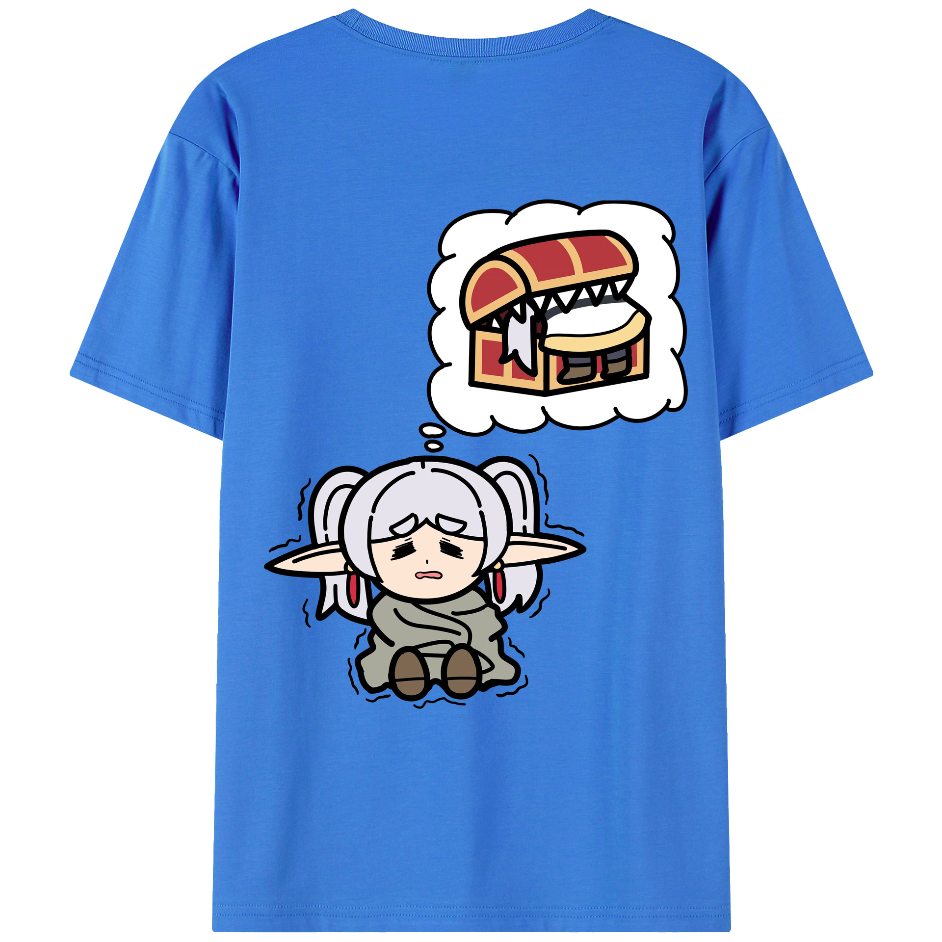 （画像用） 葬送のフリーレン Frieren 綿100％ メンズ半袖Tシャツ（バックプリント） 通気性