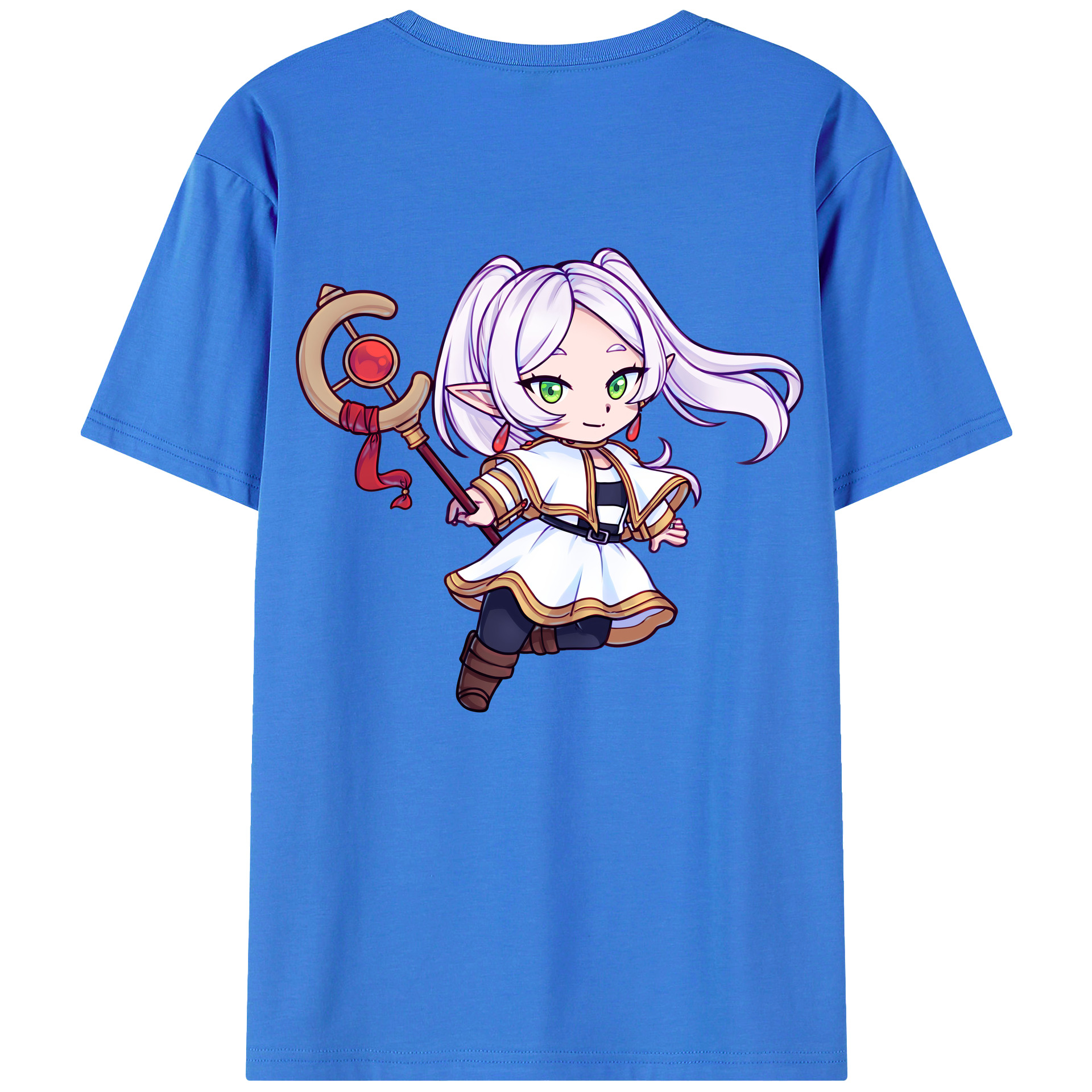 （画像用） 葬送のフリーレン Frieren 綿100％ メンズ半袖Tシャツ（バックプリント） 通気性