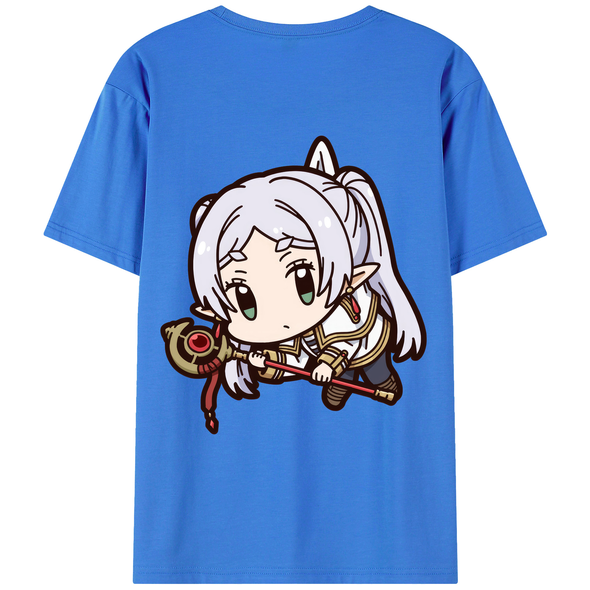 （画像用） 葬送のフリーレン Frieren 綿100％ メンズ半袖Tシャツ（バックプリント） 通気性