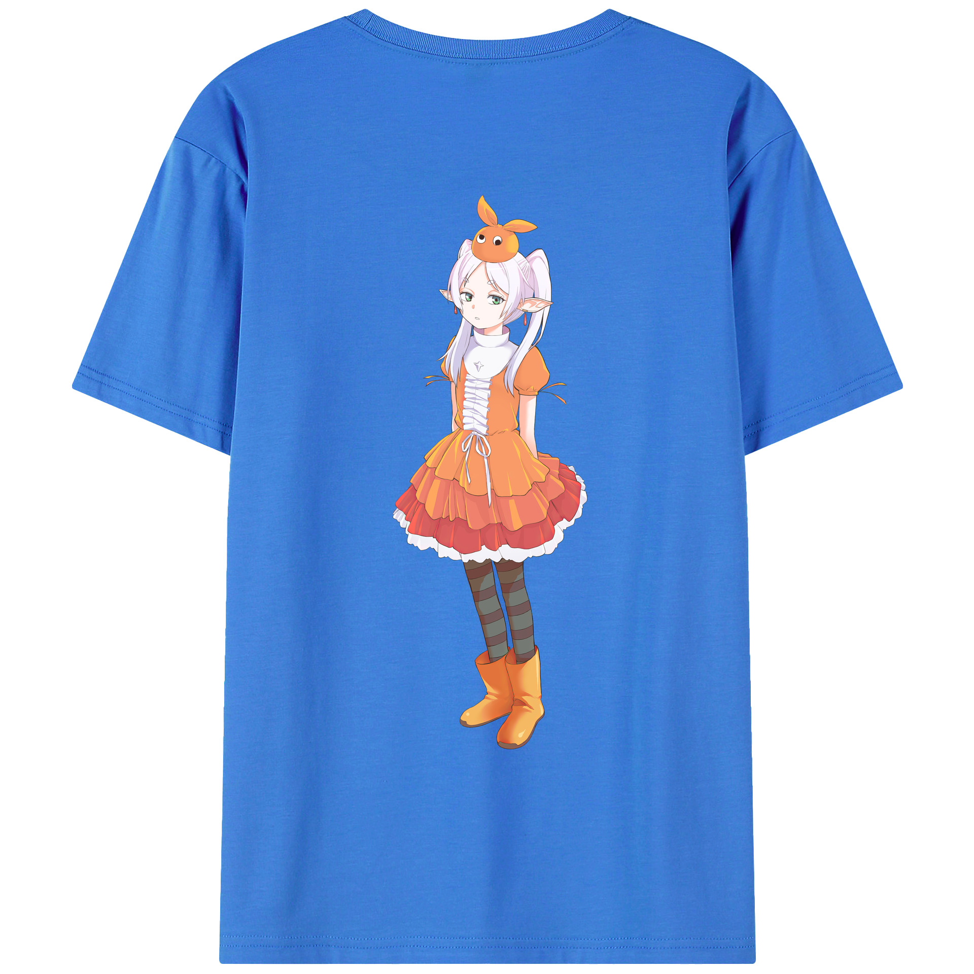 （画像用） 葬送のフリーレン Frieren 綿100％ メンズ半袖Tシャツ（バックプリント） 通気性