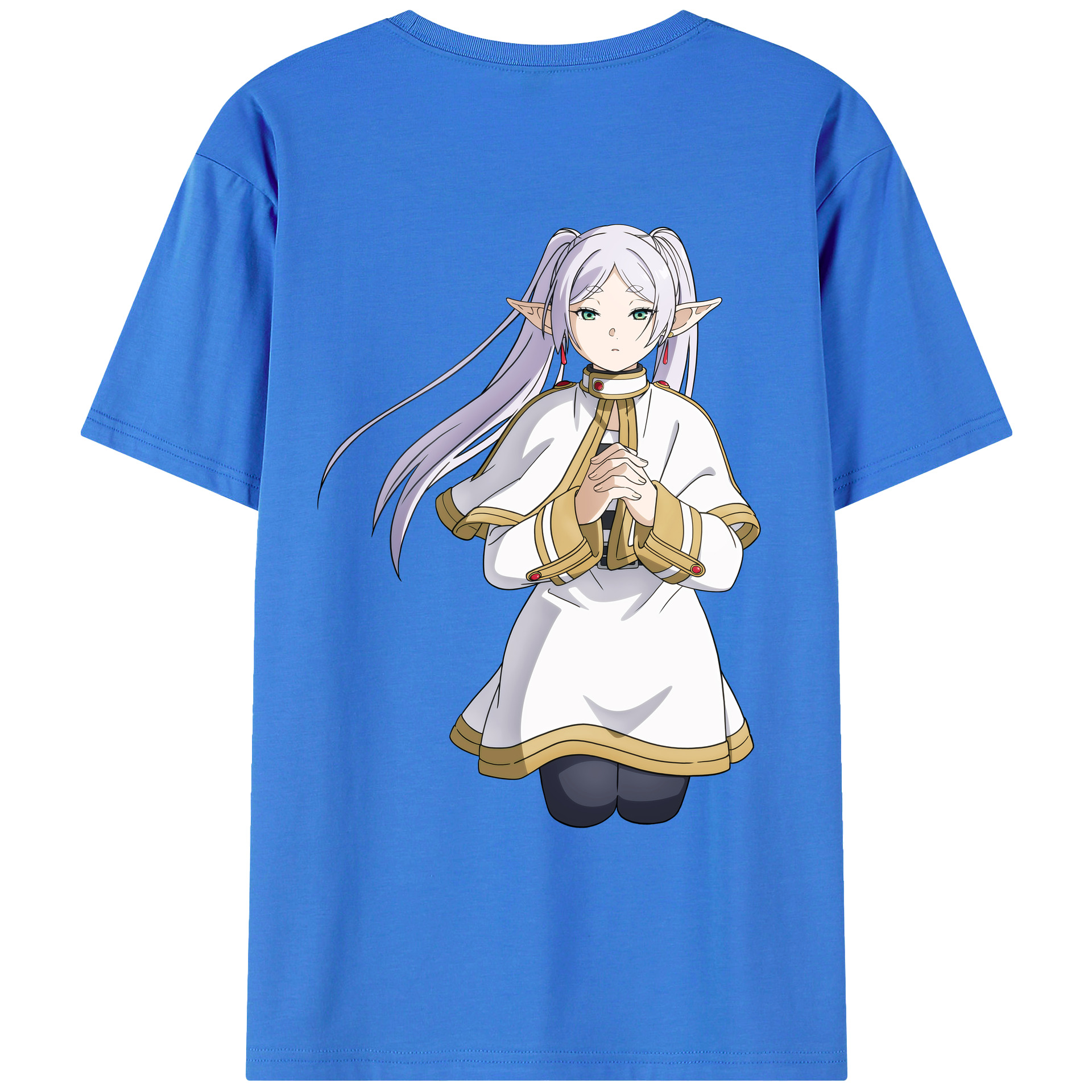 （画像用） 葬送のフリーレン Frieren 綿100％ メンズ半袖Tシャツ（バックプリント） 通気性