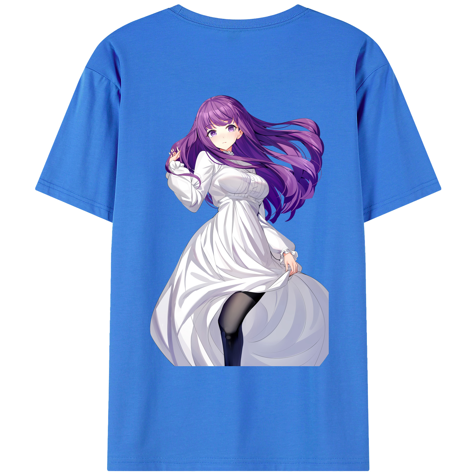 （画像用） 葬送のフリーレン Frieren 綿100％ メンズ半袖Tシャツ（バックプリント） 通気性