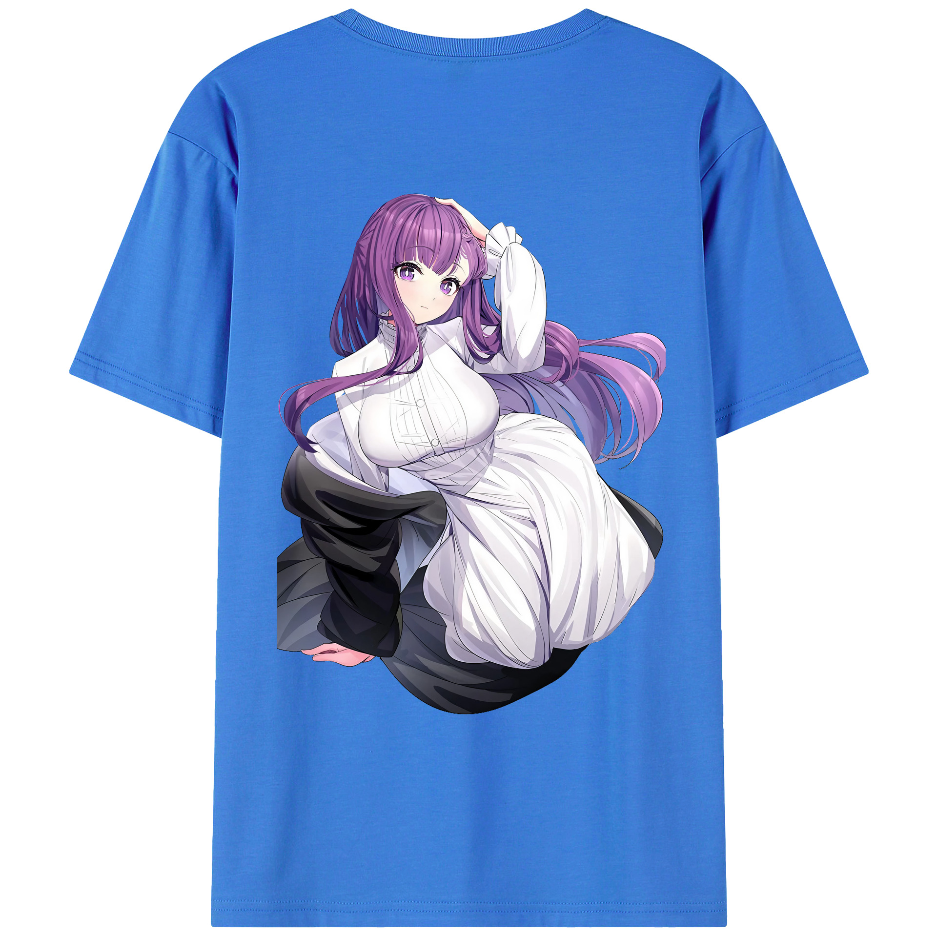 （画像用） 葬送のフリーレン Frieren 綿100％ メンズ半袖Tシャツ（バックプリント） 通気性