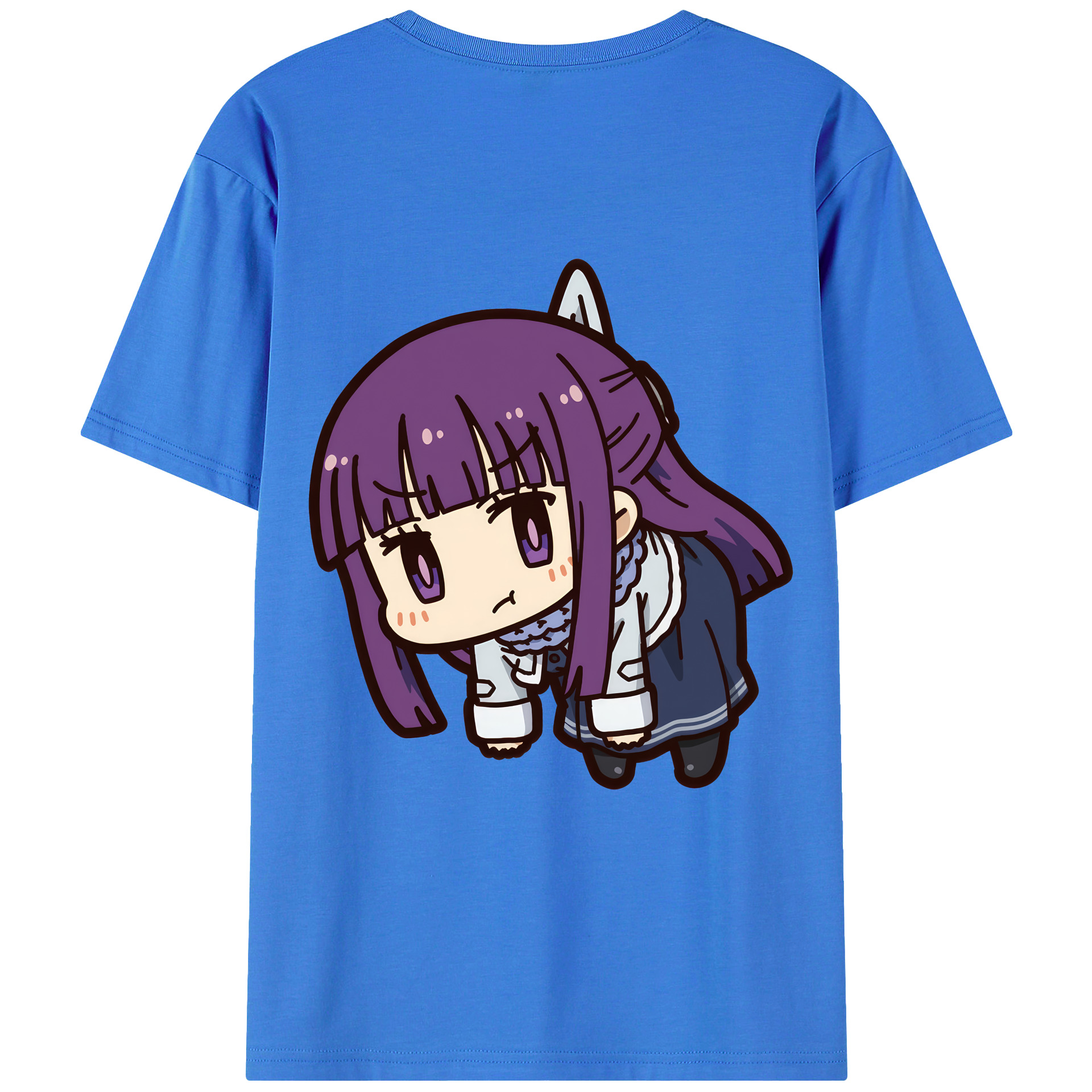（画像用） 葬送のフリーレン Frieren 綿100％ メンズ半袖Tシャツ（バックプリント） 通気性