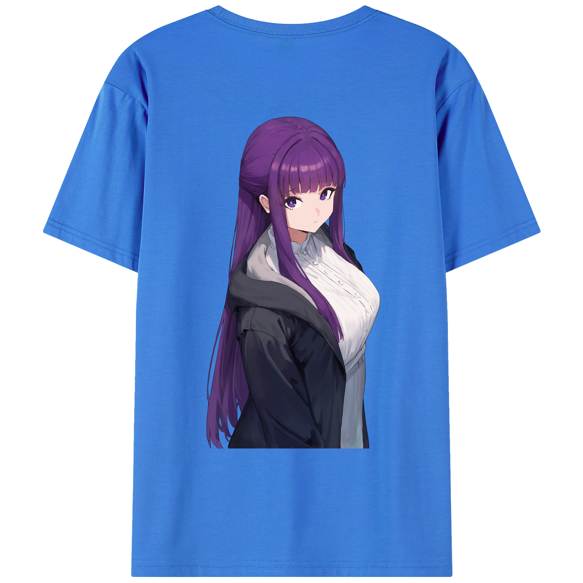 （画像用） 葬送のフリーレン Frieren 綿100％ メンズ半袖Tシャツ（バックプリント） 通気性