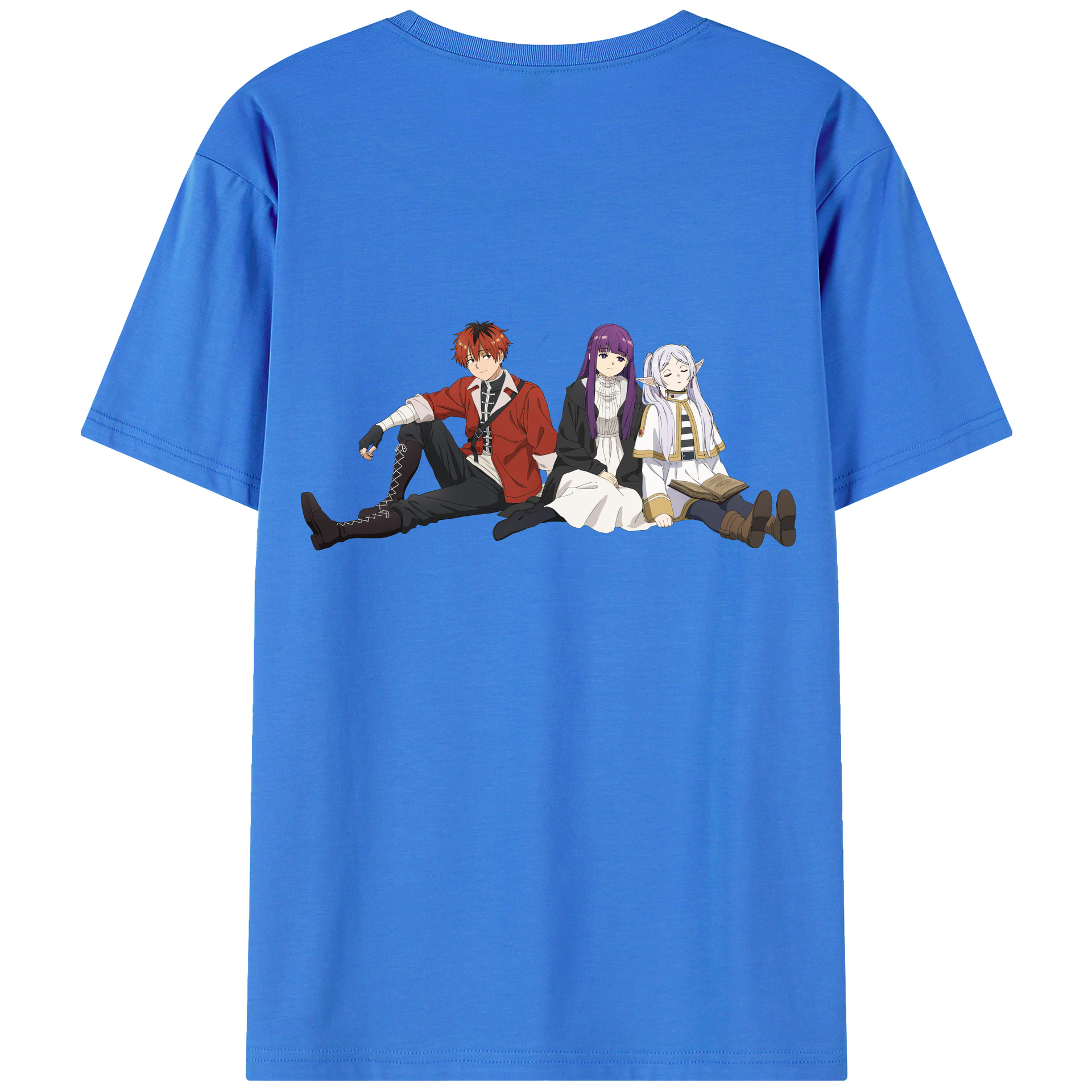 （画像用） 葬送のフリーレン Frieren 綿100％ メンズ半袖Tシャツ（バックプリント） 通気性