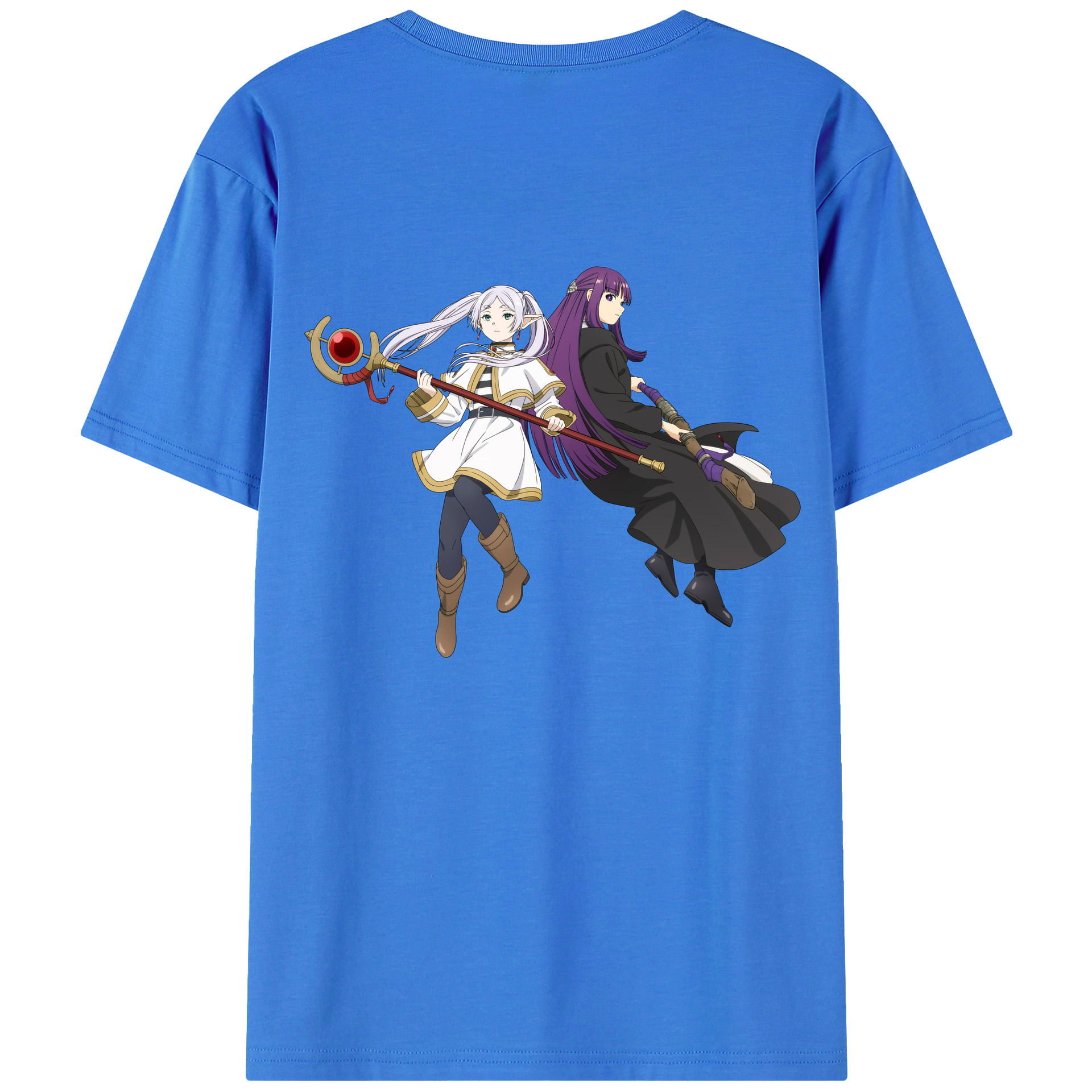 （画像用） 葬送のフリーレン Frieren 綿100％ メンズ半袖Tシャツ（バックプリント） 通気性