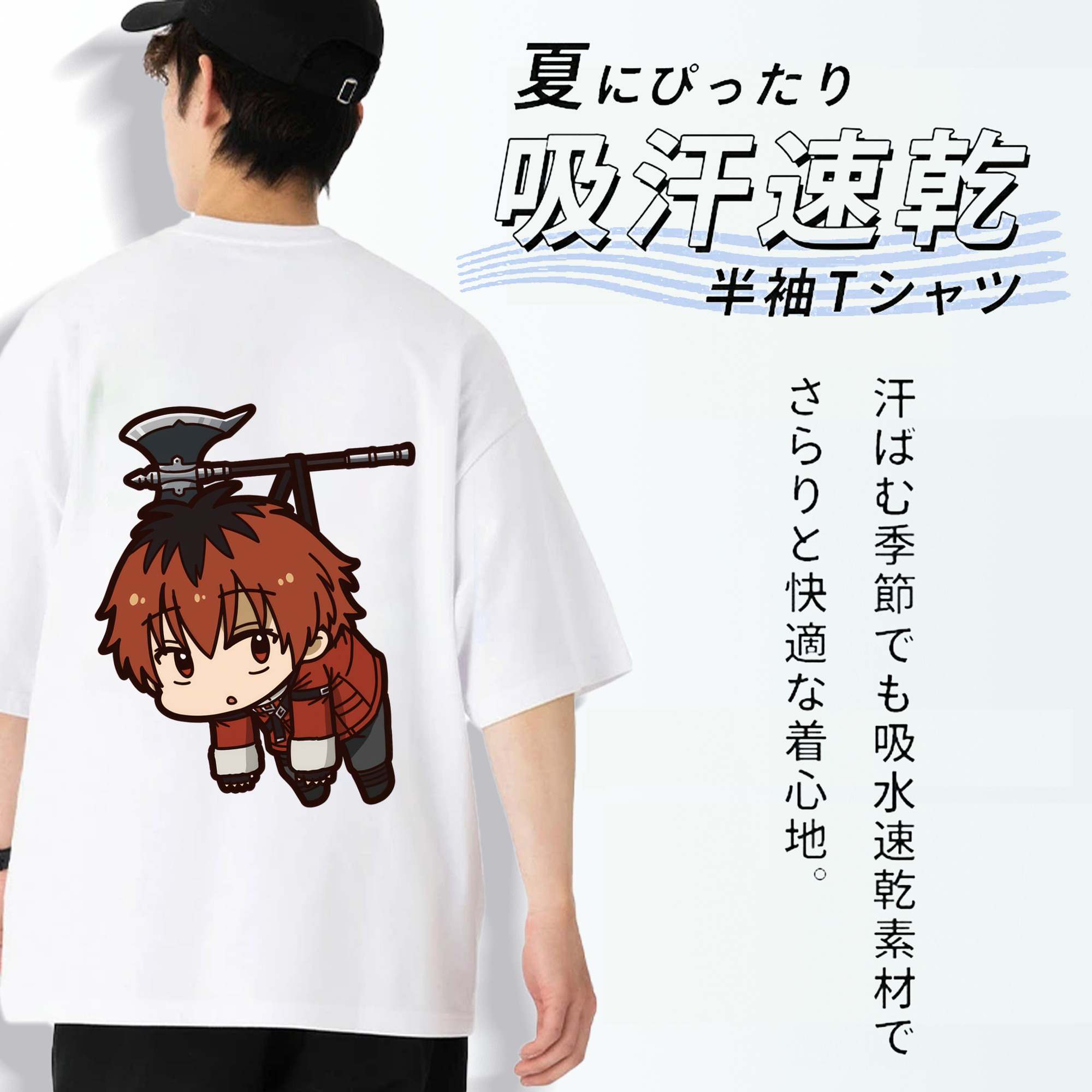 葬送のフリーレン Frieren 綿100％ メンズ半袖Tシャツ（バックプリント） 通気性
