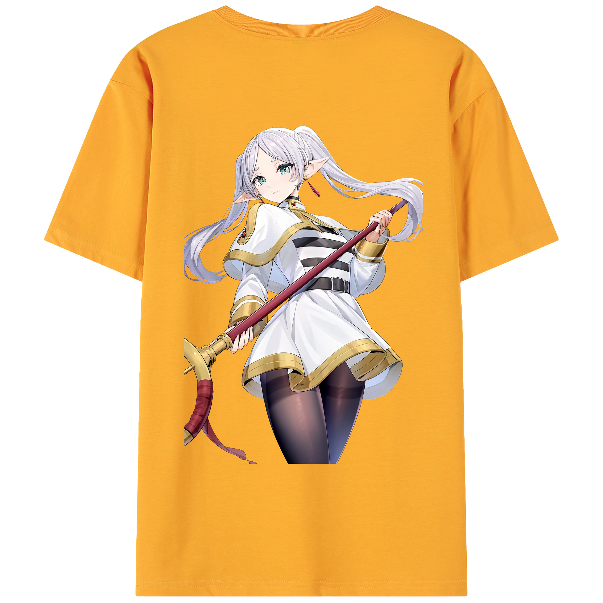 （画像用） 葬送のフリーレン Frieren 綿100％ メンズ半袖Tシャツ（バックプリント） 通気性