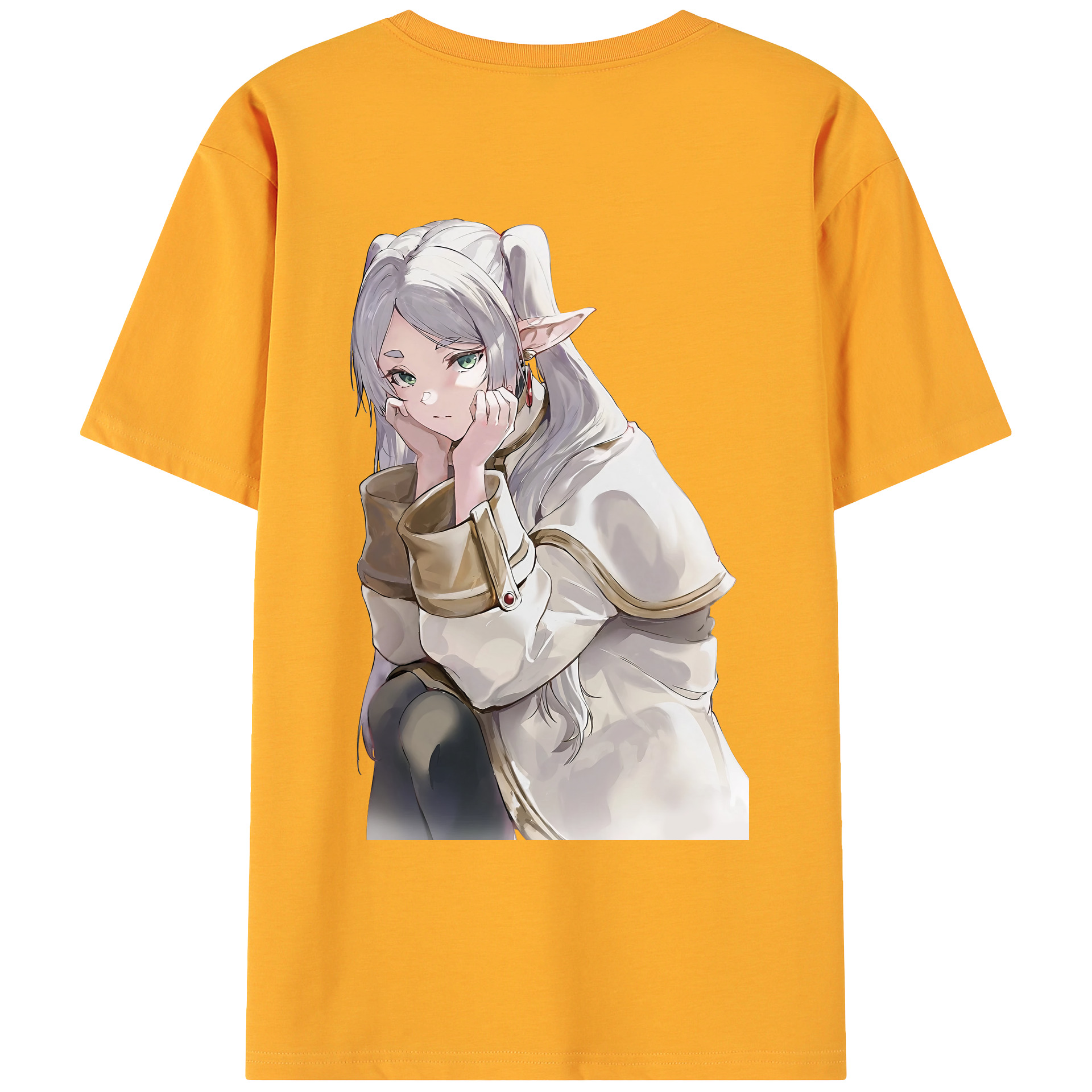 （画像用） 葬送のフリーレン Frieren 綿100％ メンズ半袖Tシャツ（バックプリント） 通気性