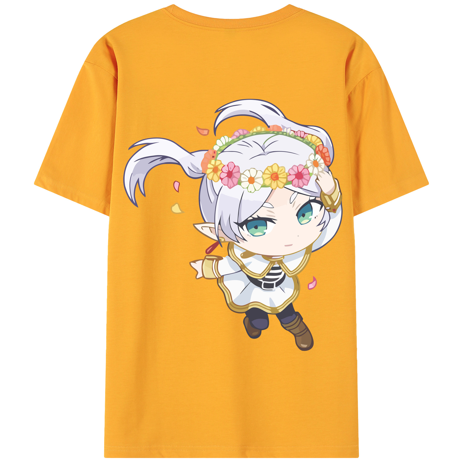 （画像用） 葬送のフリーレン Frieren 綿100％ メンズ半袖Tシャツ（バックプリント） 通気性