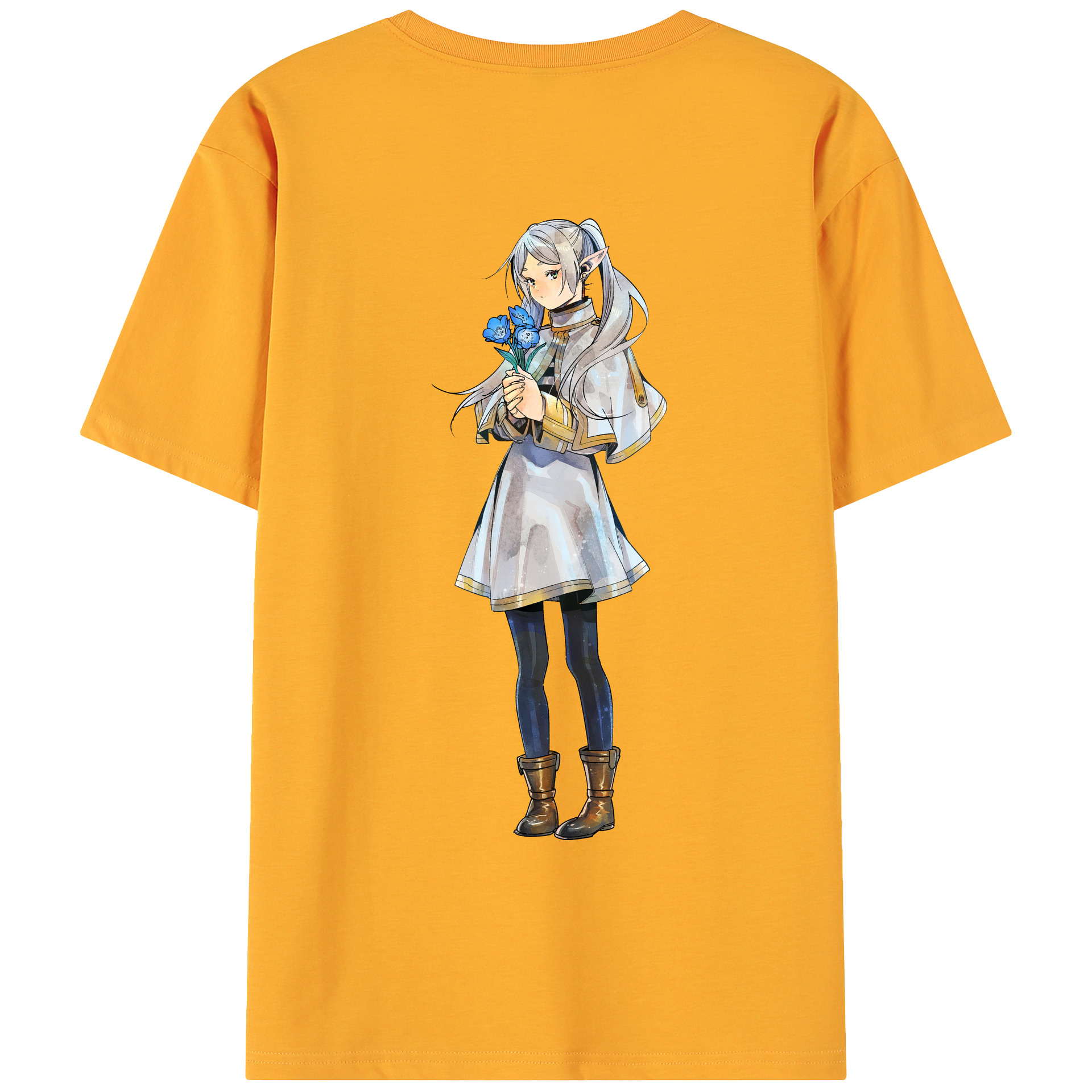 （画像用） 葬送のフリーレン Frieren 綿100％ メンズ半袖Tシャツ（バックプリント） 通気性