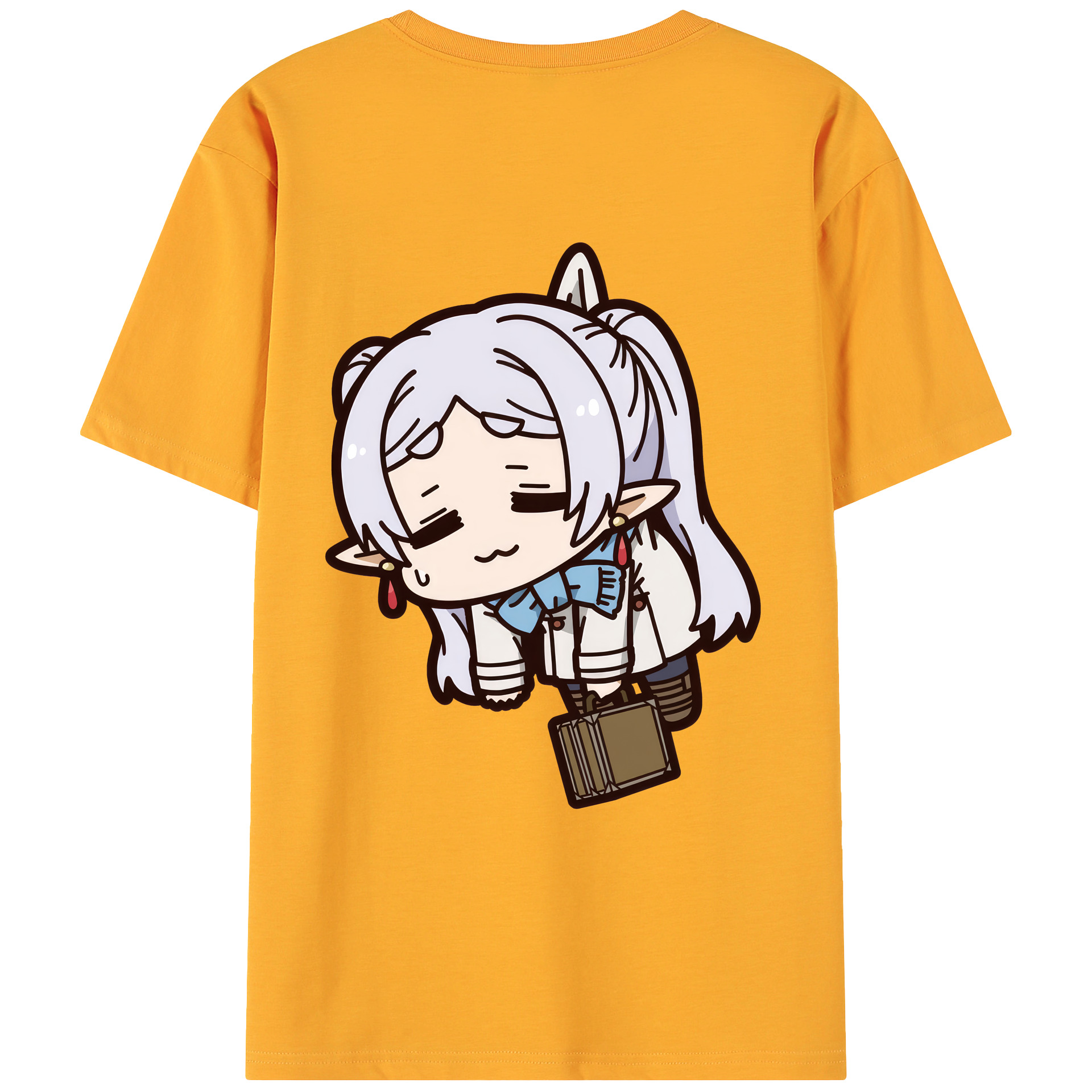 （画像用） 葬送のフリーレン Frieren 綿100％ メンズ半袖Tシャツ（バックプリント） 通気性