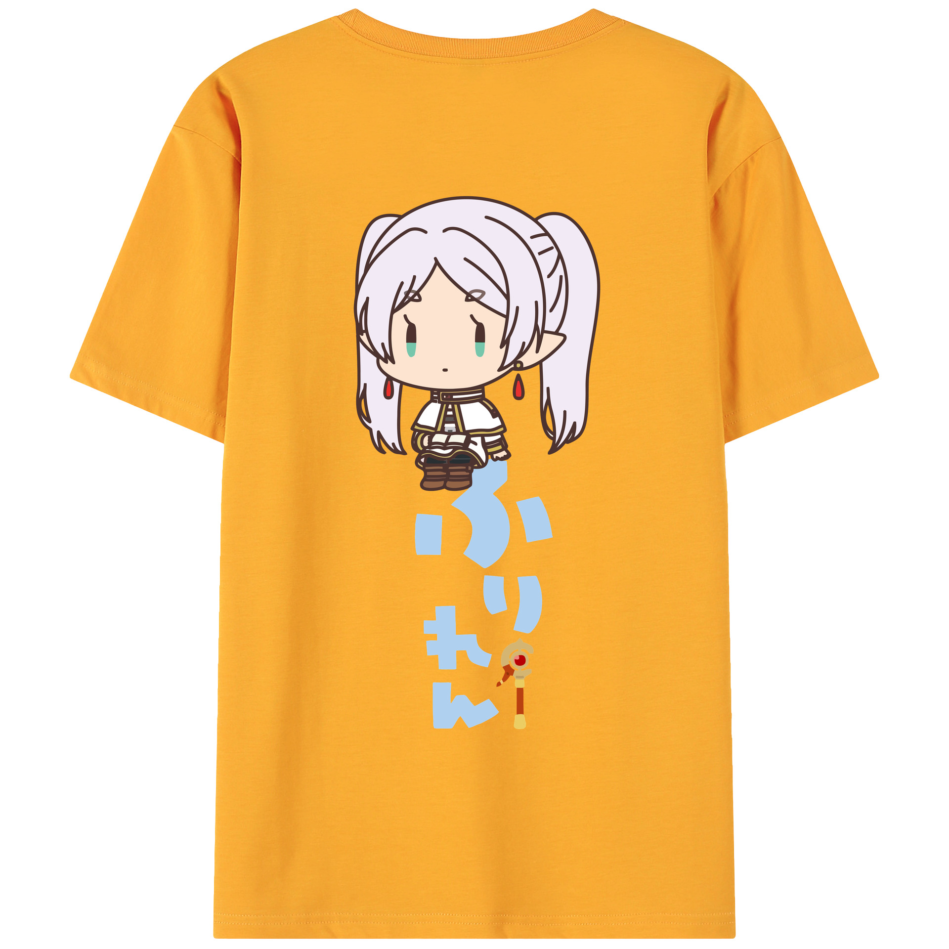 （画像用） 葬送のフリーレン Frieren 綿100％ メンズ半袖Tシャツ（バックプリント） 通気性
