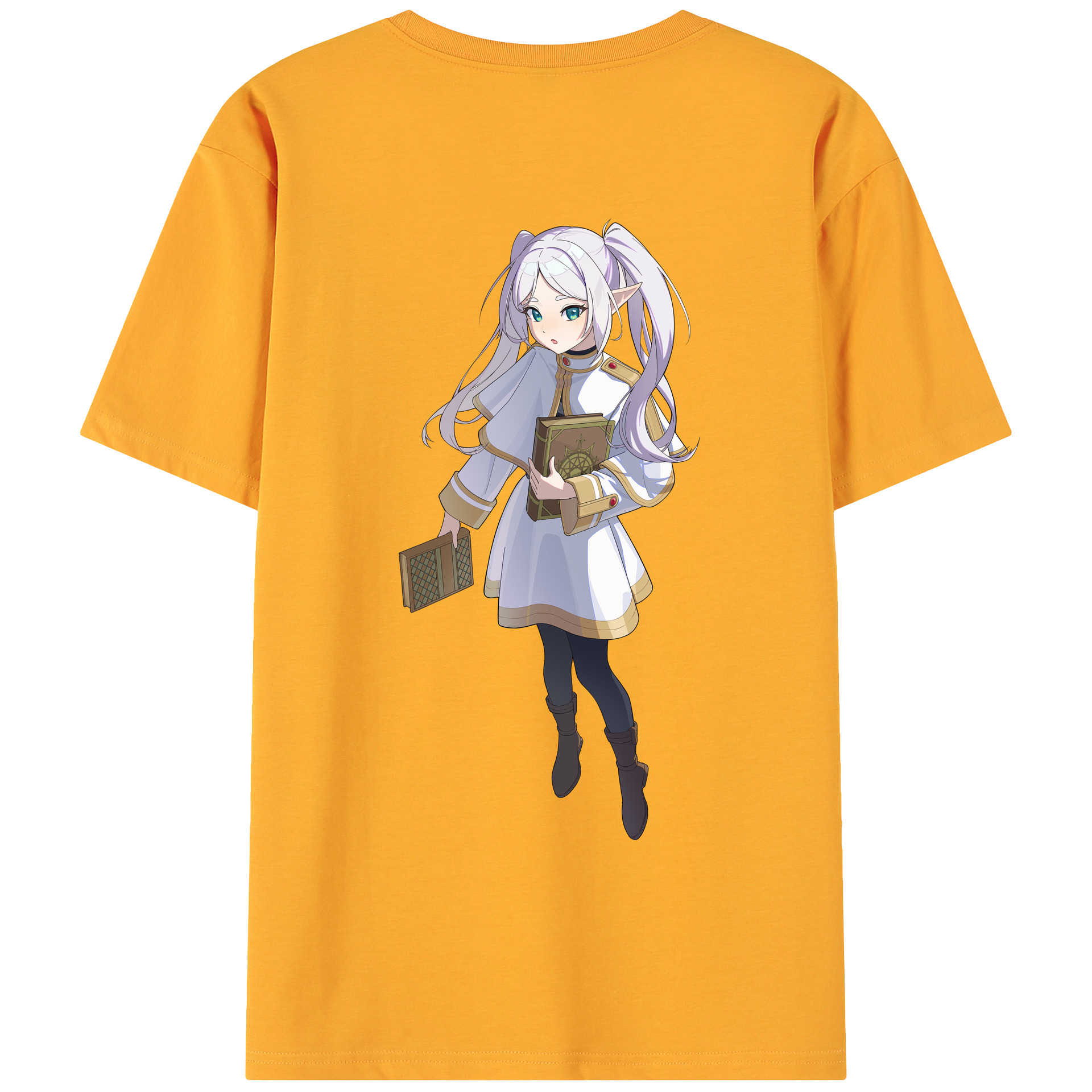 （画像用） 葬送のフリーレン Frieren 綿100％ メンズ半袖Tシャツ（バックプリント） 通気性