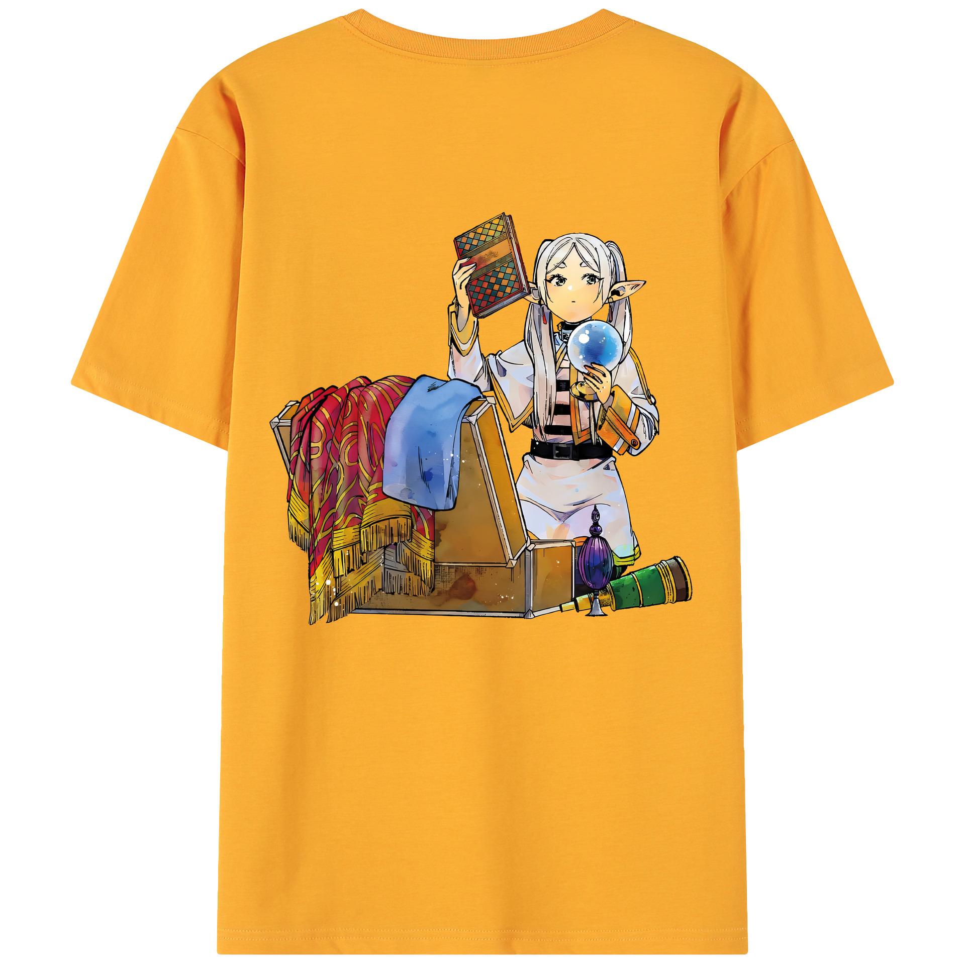 （画像用） 葬送のフリーレン Frieren 綿100％ メンズ半袖Tシャツ（バックプリント） 通気性