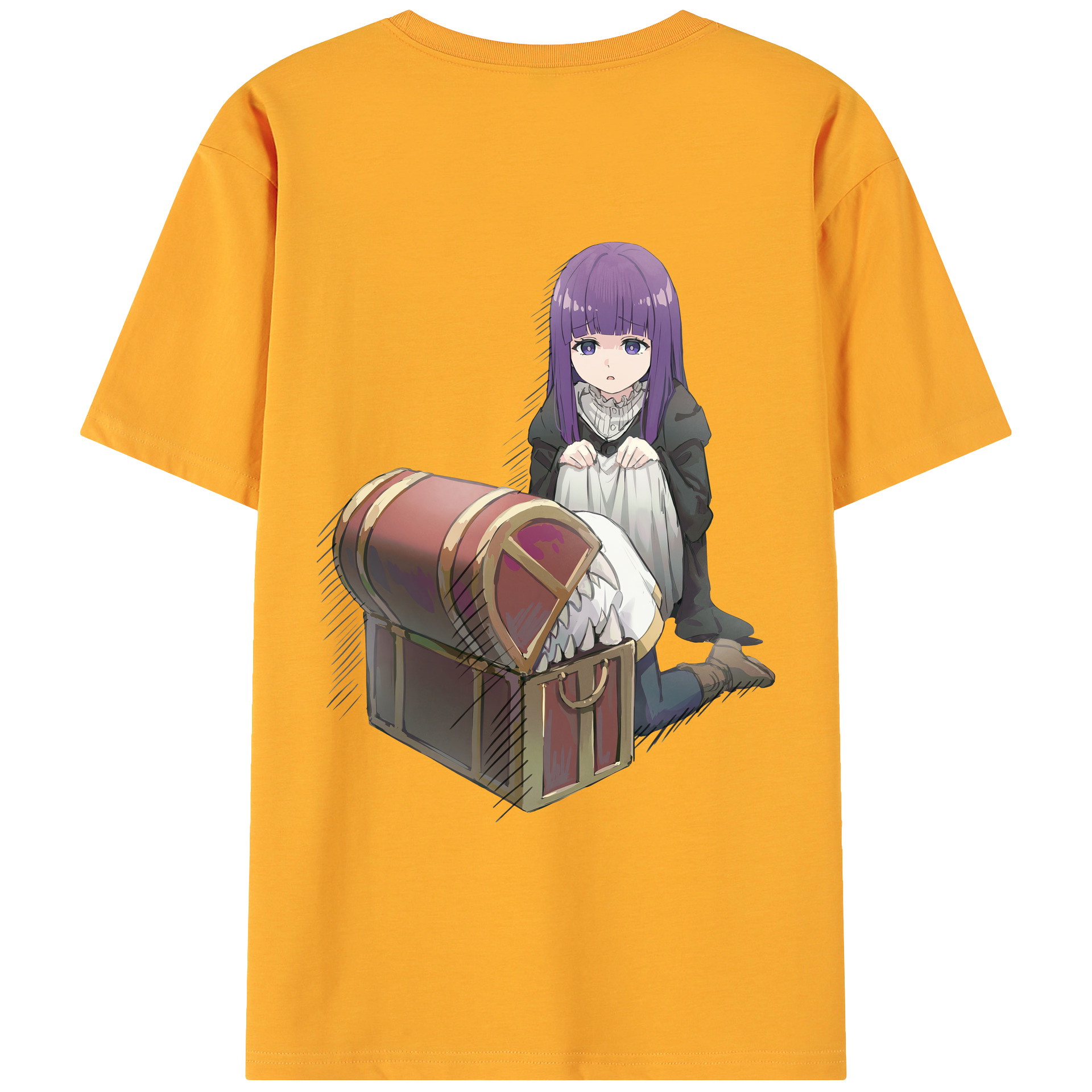 （画像用） 葬送のフリーレン Frieren 綿100％ メンズ半袖Tシャツ（バックプリント） 通気性