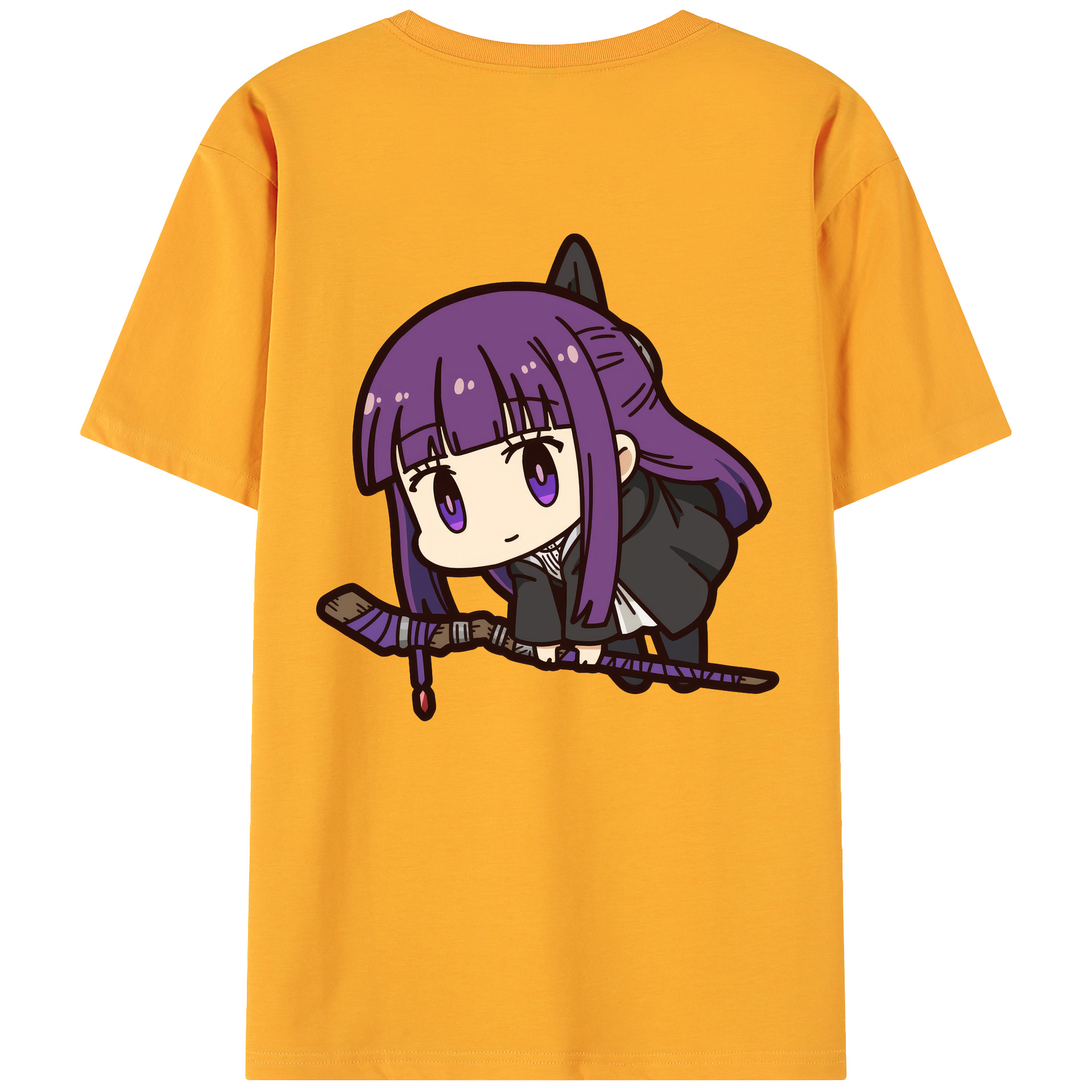 （画像用） 葬送のフリーレン Frieren 綿100％ メンズ半袖Tシャツ（バックプリント） 通気性